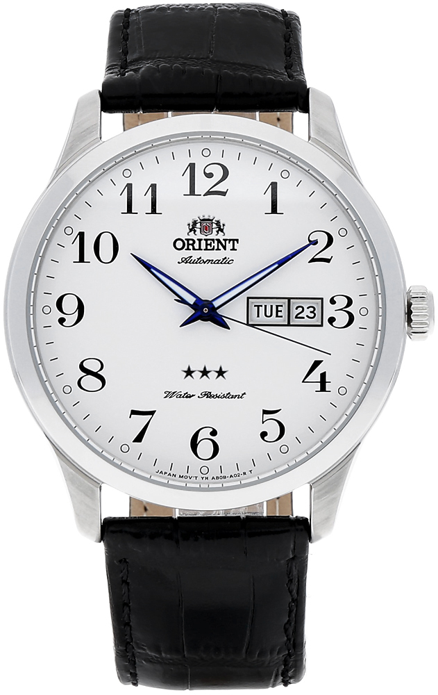 Orient AB0B004W / FAB0B004W9 - мужские наручные часы Orient AB0B004W / FAB0B004W9 - мужские наручные часыORIENT<br><br><br>Бренд: ORIENT<br>Модель: ORIENT AB0B004W<br>Артикул: AB0B004W<br>Вариант артикула: FAB0B004W9<br>Коллекция: None<br>Подколлекция: None<br>Страна: Япония<br>Пол: мужские<br>Тип механизма: механические<br>Механизм: Orient F4902<br>Количество камней: None<br>Автоподзавод: есть<br>Источник энергии: пружинный механизм<br>Срок службы элемента питания: None<br>Дисплей: стрелки<br>Цифры: арабские<br>Водозащита: WR 50<br>Противоударные: None<br>Материал корпуса: нерж. сталь<br>Материал браслета: кожа (не указан)<br>Материал безеля: None<br>Стекло: минеральное<br>Антибликовое покрытие: None<br>Цвет корпуса: None<br>Цвет браслета: None<br>Цвет циферблата: None<br>Цвет безеля: None<br>Размеры: 43x11.3 мм<br>Диаметр: None<br>Диаметр корпуса: None<br>Толщина: None<br>Ширина ремешка: None<br>Вес: None<br>Спорт-функции: None<br>Подсветка: стрелок<br>Вставка: None<br>Отображение даты: число, день недели<br>Хронограф: None<br>Таймер: None<br>Термометр: None<br>Хронометр: None<br>GPS: None<br>Радиосинхронизация: None<br>Барометр: None<br>Скелетон: None<br>Дополнительная информация: None<br>Дополнительные функции: None