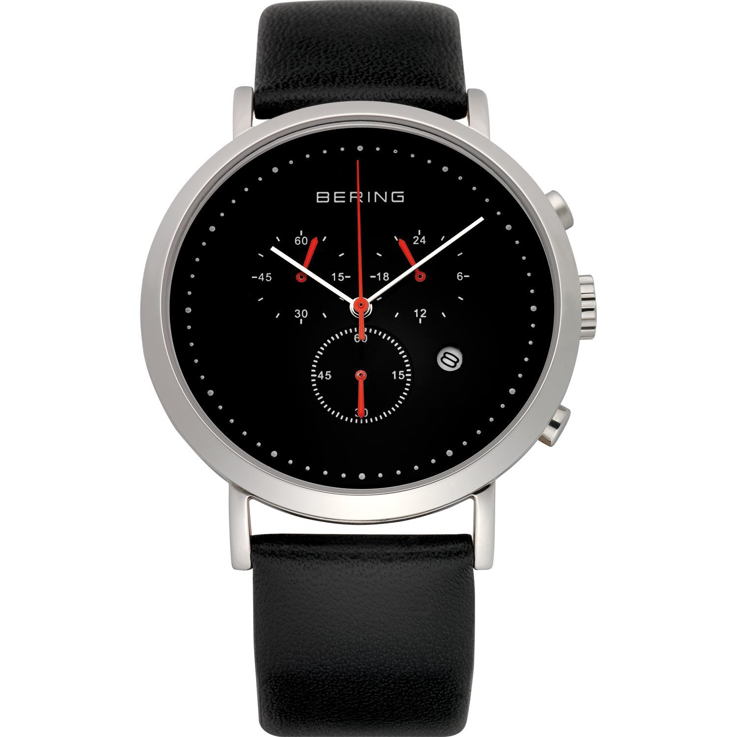 Bering 10540-402 - мужские наручные часы из коллекции Classic Bering 10540-402 - мужские наручные часы из коллекции ClassicBering<br>мужские, сапфировое стекло,chronograph, корпус из нерж. стали, ремешок из кожи теленка черного цвета, циферблат черного цвета, маленькая секундная стрелка, с функцией хронографа, с числовым календарем<br><br>Бренд: Bering<br>Модель: Bering 10540-402<br>Артикул: 10540-402<br>Вариант артикула: ber-10540-402<br>Коллекция: Classic<br>Подколлекция: None<br>Страна: Дания<br>Пол: мужские<br>Тип механизма: кварцевые<br>Механизм: None<br>Количество камней: None<br>Автоподзавод: None<br>Источник энергии: от батарейки<br>Срок службы элемента питания: None<br>Дисплей: стрелки<br>Цифры: отсутствуют<br>Водозащита: WR 50<br>Противоударные: None<br>Материал корпуса: нерж. сталь<br>Материал браслета: кожа (теленок)<br>Материал безеля: None<br>Стекло: сапфировое<br>Антибликовое покрытие: None<br>Цвет корпуса: серебристый<br>Цвет браслета: черный<br>Цвет циферблата: None<br>Цвет безеля: None<br>Размеры: 40 мм<br>Диаметр: 40 мм<br>Диаметр корпуса: None<br>Толщина: None<br>Ширина ремешка: None<br>Вес: None<br>Спорт-функции: секундомер<br>Подсветка: None<br>Вставка: None<br>Отображение даты: число<br>Хронограф: есть<br>Таймер: None<br>Термометр: None<br>Хронометр: None<br>GPS: None<br>Радиосинхронизация: None<br>Барометр: None<br>Скелетон: None<br>Дополнительная информация: None<br>Дополнительные функции: None