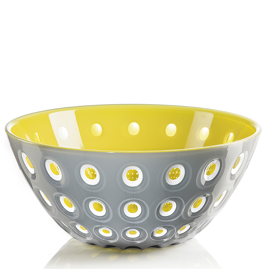 Салатница Guzzini Le Murrine 25 см серая/желтая 279425141 Салатница Guzzini Le Murrine 25 см серая/желтая 279425141Посуда Guzzini (Италия)<br>Салатница Guzzini Le Murrine 25 см серая/желтая 279425141<br> <br>Эта оригинальная салатница Le Murrine является результатом инновационного исследования Guzzini в области форм и материалов. Технология инжекторной трехцветной штамповки 3 Color Tech образует уникальный эффект, который делает салатницу изысканным и неповторимым предметом для сервировки. Наложенные друг на друга три слоя пластмассы позволяют создавать игру цвета, чередовать плотные и прозрачные, полированные и матовые поверхности. <br>Салатница подойдет для подачи десертов, выпечки, мороженого и других блюд, а так же может служить изящным декоративным элементом вашего дома. Объем 2,7 л. Изготовлена из безопасного высококачественного пластика, устойчивого к износу и повреждениям.<br>Официальный продавец<br>