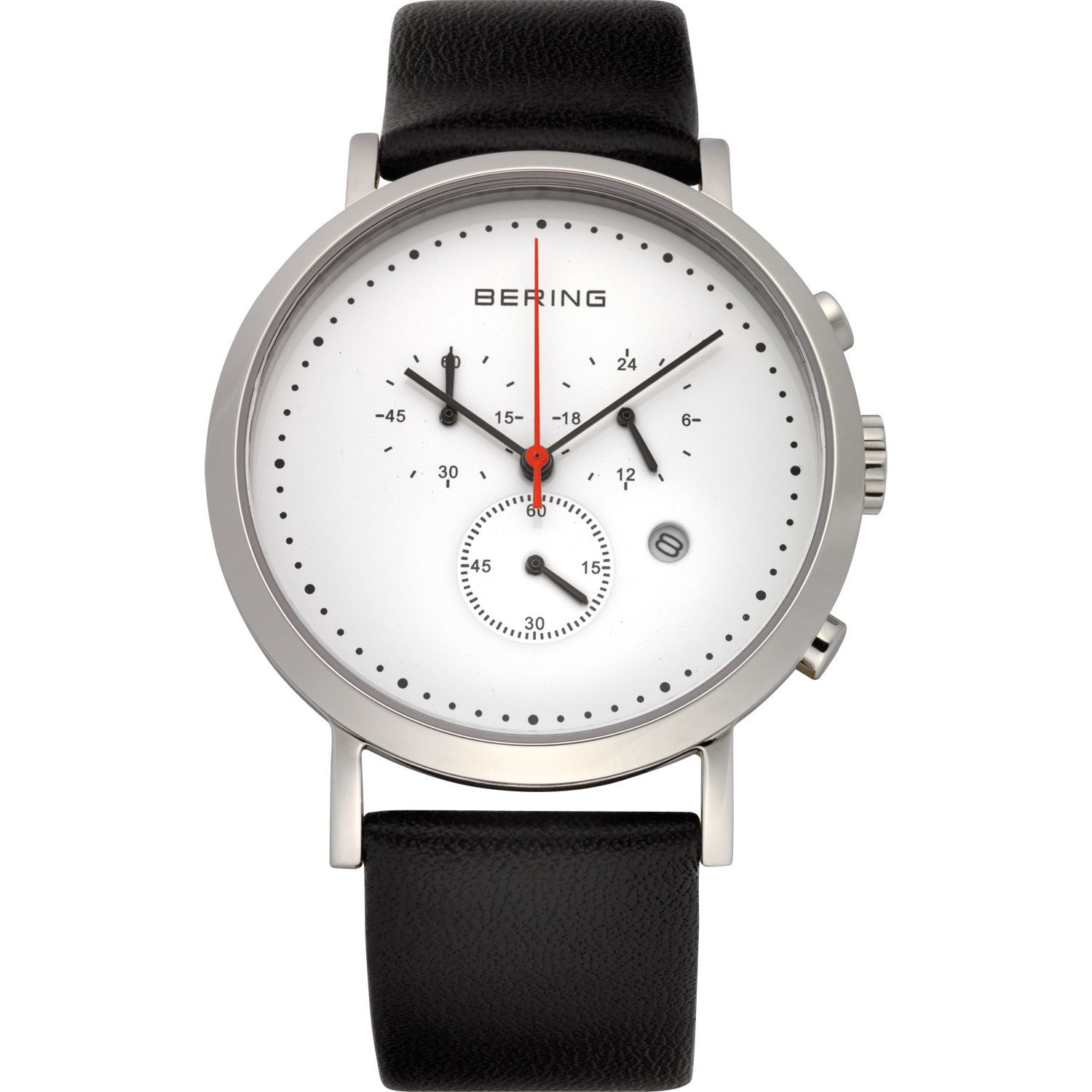 Bering 10540-404 - мужские наручные часы из коллекции Classic Bering 10540-404 - мужские наручные часы из коллекции ClassicBering<br>мужские, сапфировое стекло,chronograph, корпус из нерж. стали, ремешок из кожи теленка черного цвета, циферблат белого цвета, маленькая секундная стрелка, с функцией хронографа, с числовым календарем<br><br>Бренд: Bering<br>Модель: Bering 10540-404<br>Артикул: 10540-404<br>Вариант артикула: ber-10540-404<br>Коллекция: Classic<br>Подколлекция: None<br>Страна: Дания<br>Пол: мужские<br>Тип механизма: кварцевые<br>Механизм: None<br>Количество камней: None<br>Автоподзавод: None<br>Источник энергии: от батарейки<br>Срок службы элемента питания: None<br>Дисплей: стрелки<br>Цифры: отсутствуют<br>Водозащита: WR 50<br>Противоударные: None<br>Материал корпуса: нерж. сталь<br>Материал браслета: кожа (теленок)<br>Материал безеля: None<br>Стекло: сапфировое<br>Антибликовое покрытие: None<br>Цвет корпуса: серебристый<br>Цвет браслета: черный<br>Цвет циферблата: None<br>Цвет безеля: None<br>Размеры: 40 мм<br>Диаметр: 40 мм<br>Диаметр корпуса: None<br>Толщина: None<br>Ширина ремешка: None<br>Вес: None<br>Спорт-функции: секундомер<br>Подсветка: None<br>Вставка: None<br>Отображение даты: число<br>Хронограф: есть<br>Таймер: None<br>Термометр: None<br>Хронометр: None<br>GPS: None<br>Радиосинхронизация: None<br>Барометр: None<br>Скелетон: None<br>Дополнительная информация: None<br>Дополнительные функции: None