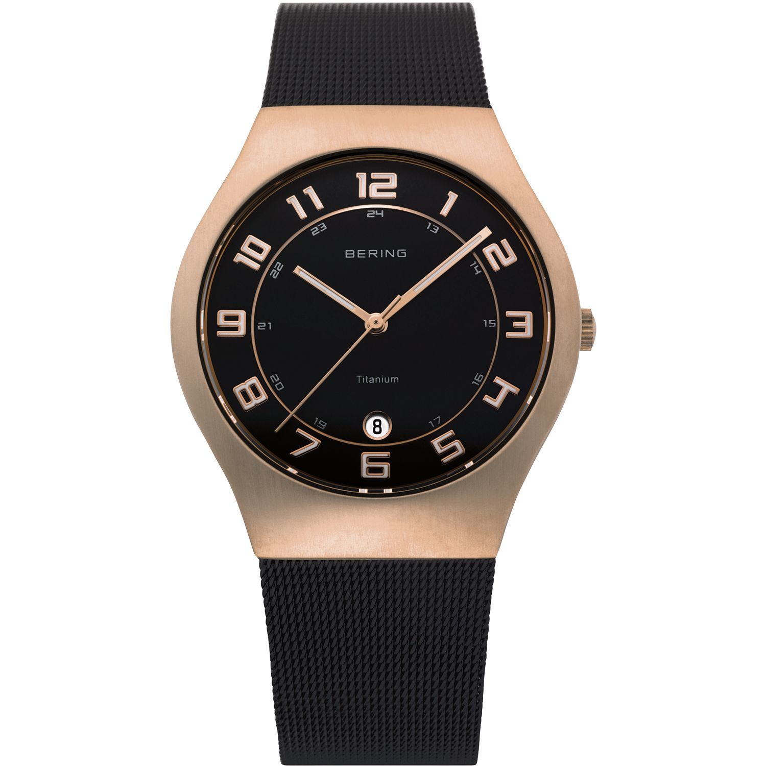 Bering 11937-262 - мужские наручные часы из коллекции Titanium Bering 11937-262 - мужские наручные часы из коллекции TitaniumBering<br>мужские, сапфировое стекло, корпус из титана с покрытием pvd розового цвета , браслет из нерж. стали с покрытием pvd черного цвета , циферблат черного цвета, центральная секундная стрелка, с числовым календарем<br><br>Бренд: Bering<br>Модель: Bering 11937-262<br>Артикул: 11937-262<br>Вариант артикула: ber-11937-262<br>Коллекция: Titanium<br>Подколлекция: None<br>Страна: Дания<br>Пол: мужские<br>Тип механизма: кварцевые<br>Механизм: None<br>Количество камней: None<br>Автоподзавод: None<br>Источник энергии: от батарейки<br>Срок службы элемента питания: None<br>Дисплей: стрелки<br>Цифры: арабские<br>Водозащита: WR 50<br>Противоударные: None<br>Материал корпуса: титан, PVD покрытие: позолота (полное)<br>Материал браслета: нерж. сталь, PVD покрытие (полное)<br>Материал безеля: None<br>Стекло: сапфировое<br>Антибликовое покрытие: None<br>Цвет корпуса: розовое золото<br>Цвет браслета: черный<br>Цвет циферблата: None<br>Цвет безеля: None<br>Размеры: 37 мм<br>Диаметр: 37 мм<br>Диаметр корпуса: None<br>Толщина: None<br>Ширина ремешка: None<br>Вес: None<br>Спорт-функции: None<br>Подсветка: стрелок<br>Вставка: None<br>Отображение даты: число<br>Хронограф: None<br>Таймер: None<br>Термометр: None<br>Хронометр: None<br>GPS: None<br>Радиосинхронизация: None<br>Барометр: None<br>Скелетон: None<br>Дополнительная информация: дополнительная шкала от 13 до 24 часов<br>Дополнительные функции: None