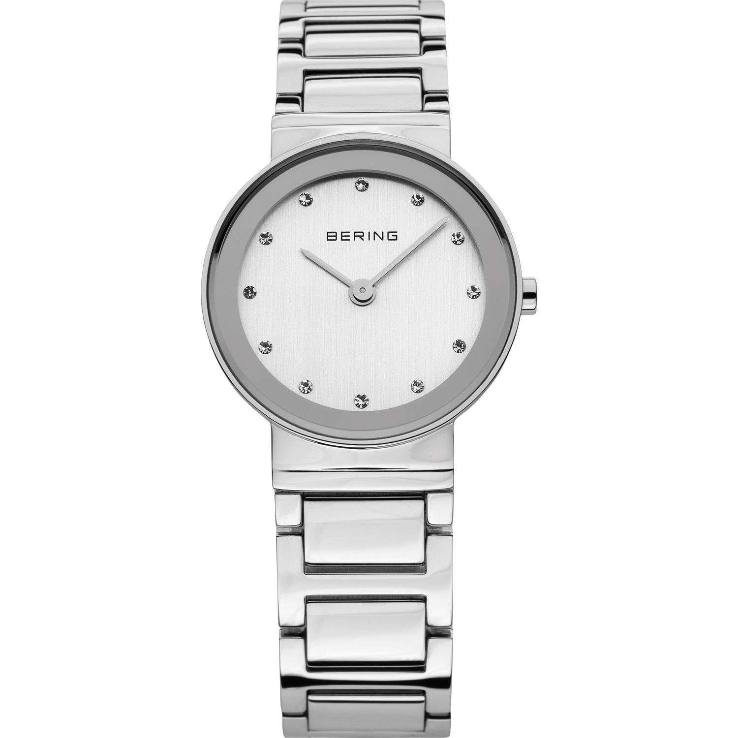Bering 10126-700 - женские наручные часы из коллекции Classic Bering 10126-700 - женские наручные часы из коллекции ClassicBering<br>женские, сапфировое стекло, корпус из нерж. стали, браслет из нерж. стали, циферблат белого цвета с 12-ю кристаллами swarovski<br><br>Бренд: Bering<br>Модель: Bering 10126-700<br>Артикул: 10126-700<br>Вариант артикула: ber-10126-700<br>Коллекция: Classic<br>Подколлекция: None<br>Страна: Дания<br>Пол: женские<br>Тип механизма: кварцевые<br>Механизм: None<br>Количество камней: None<br>Автоподзавод: None<br>Источник энергии: от батарейки<br>Срок службы элемента питания: None<br>Дисплей: стрелки<br>Цифры: отсутствуют<br>Водозащита: WR 50<br>Противоударные: None<br>Материал корпуса: нерж. сталь<br>Материал браслета: нерж. сталь<br>Материал безеля: None<br>Стекло: сапфировое<br>Антибликовое покрытие: None<br>Цвет корпуса: None<br>Цвет браслета: None<br>Цвет циферблата: None<br>Цвет безеля: None<br>Размеры: 26 мм<br>Диаметр: None<br>Диаметр корпуса: None<br>Толщина: None<br>Ширина ремешка: None<br>Вес: None<br>Спорт-функции: None<br>Подсветка: None<br>Вставка: кристаллы Swarovski<br>Отображение даты: None<br>Хронограф: None<br>Таймер: None<br>Термометр: None<br>Хронометр: None<br>GPS: None<br>Радиосинхронизация: None<br>Барометр: None<br>Скелетон: None<br>Дополнительная информация: None<br>Дополнительные функции: None