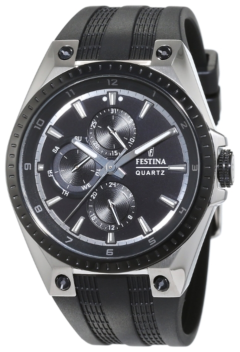 Festina F16834.1 - мужские наручные часы Festina F16834.1 - мужские наручные часыFestina<br><br><br>Бренд: Festina<br>Модель: Festina F16834/1<br>Артикул: F16834.1<br>Вариант артикула: None<br>Коллекция: None<br>Подколлекция: None<br>Страна: Испания<br>Пол: мужские<br>Тип механизма: кварцевые<br>Механизм: M6P27<br>Количество камней: None<br>Автоподзавод: None<br>Источник энергии: от батарейки<br>Срок службы элемента питания: None<br>Дисплей: стрелки<br>Цифры: арабские<br>Водозащита: WR 100<br>Противоударные: None<br>Материал корпуса: нерж. сталь, частичное покрытие корпуса<br>Материал браслета: каучук<br>Материал безеля: None<br>Стекло: минеральное<br>Антибликовое покрытие: None<br>Цвет корпуса: None<br>Цвет браслета: None<br>Цвет циферблата: None<br>Цвет безеля: None<br>Размеры: 43x11.5 мм<br>Диаметр: None<br>Диаметр корпуса: None<br>Толщина: None<br>Ширина ремешка: None<br>Вес: None<br>Спорт-функции: None<br>Подсветка: стрелок<br>Вставка: None<br>Отображение даты: число, день недели<br>Хронограф: None<br>Таймер: None<br>Термометр: None<br>Хронометр: None<br>GPS: None<br>Радиосинхронизация: None<br>Барометр: None<br>Скелетон: None<br>Дополнительная информация: None<br>Дополнительные функции: None