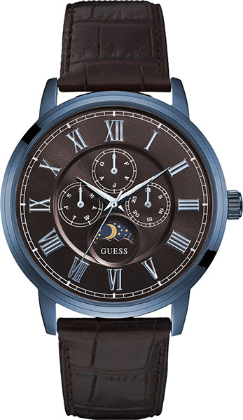 GUESS W0870G3 - мужские наручные часы GUESS W0870G3 - мужские наручные часыGUESS<br><br><br>Бренд: GUESS<br>Модель: GUESS W0870G3<br>Артикул: W0870G3<br>Вариант артикула: None<br>Коллекция: None<br>Подколлекция: None<br>Страна: США<br>Пол: мужские<br>Тип механизма: кварцевые<br>Механизм: None<br>Количество камней: None<br>Автоподзавод: None<br>Источник энергии: от батарейки<br>Срок службы элемента питания: None<br>Дисплей: стрелки<br>Цифры: римские<br>Водозащита: WR 30<br>Противоударные: None<br>Материал корпуса: нерж. сталь, IP покрытие (полное)<br>Материал браслета: кожа<br>Материал безеля: None<br>Стекло: минеральное<br>Антибликовое покрытие: None<br>Цвет корпуса: None<br>Цвет браслета: None<br>Цвет циферблата: None<br>Цвет безеля: None<br>Размеры: 44x11 мм<br>Диаметр: None<br>Диаметр корпуса: None<br>Толщина: None<br>Ширина ремешка: None<br>Вес: None<br>Спорт-функции: None<br>Подсветка: None<br>Вставка: None<br>Отображение даты: число, день недели<br>Хронограф: None<br>Таймер: None<br>Термометр: None<br>Хронометр: None<br>GPS: None<br>Радиосинхронизация: None<br>Барометр: None<br>Скелетон: None<br>Дополнительная информация: None<br>Дополнительные функции: указатель фаз Луны