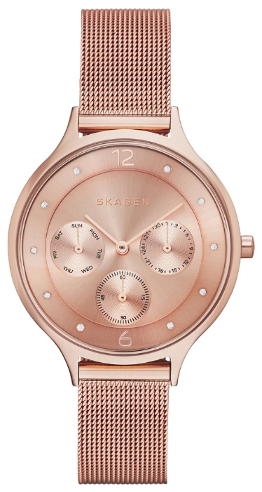 Skagen SKW2314 - женские наручные часы из коллекции Mesh Skagen SKW2314 - женские наручные часы из коллекции MeshSkagen<br><br><br>Бренд: Skagen<br>Модель: Skagen SKW2314<br>Артикул: SKW2314<br>Вариант артикула: None<br>Коллекция: Mesh<br>Подколлекция: None<br>Страна: Дания<br>Пол: женские<br>Тип механизма: кварцевые<br>Механизм: None<br>Количество камней: None<br>Автоподзавод: None<br>Источник энергии: от батарейки<br>Срок службы элемента питания: None<br>Дисплей: стрелки<br>Цифры: арабские<br>Водозащита: WR 30<br>Противоударные: None<br>Материал корпуса: нерж. сталь, IP покрытие (полное)<br>Материал браслета: нерж. сталь, IP покрытие (полное)<br>Материал безеля: None<br>Стекло: минеральное<br>Антибликовое покрытие: None<br>Цвет корпуса: None<br>Цвет браслета: None<br>Цвет циферблата: None<br>Цвет безеля: None<br>Размеры: 36 мм<br>Диаметр: None<br>Диаметр корпуса: None<br>Толщина: None<br>Ширина ремешка: None<br>Вес: None<br>Спорт-функции: None<br>Подсветка: None<br>Вставка: None<br>Отображение даты: число, день недели<br>Хронограф: None<br>Таймер: None<br>Термометр: None<br>Хронометр: None<br>GPS: None<br>Радиосинхронизация: None<br>Барометр: None<br>Скелетон: None<br>Дополнительная информация: None<br>Дополнительные функции: None