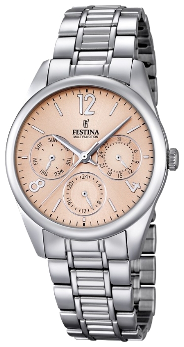 Festina F16869.3 - женские наручные часы Festina F16869.3 - женские наручные часыFestina<br><br><br>Бренд: Festina<br>Модель: Festina F16869/3<br>Артикул: F16869.3<br>Вариант артикула: None<br>Коллекция: None<br>Подколлекция: None<br>Страна: Испания<br>Пол: женские<br>Тип механизма: кварцевые<br>Механизм: M6P29<br>Количество камней: None<br>Автоподзавод: None<br>Источник энергии: от батарейки<br>Срок службы элемента питания: None<br>Дисплей: стрелки<br>Цифры: арабские<br>Водозащита: WR 50<br>Противоударные: None<br>Материал корпуса: нерж. сталь<br>Материал браслета: нерж. сталь<br>Материал безеля: None<br>Стекло: минеральное<br>Антибликовое покрытие: None<br>Цвет корпуса: None<br>Цвет браслета: None<br>Цвет циферблата: None<br>Цвет безеля: None<br>Размеры: 35 мм<br>Диаметр: None<br>Диаметр корпуса: None<br>Толщина: None<br>Ширина ремешка: None<br>Вес: None<br>Спорт-функции: None<br>Подсветка: None<br>Вставка: None<br>Отображение даты: число, день недели<br>Хронограф: None<br>Таймер: None<br>Термометр: None<br>Хронометр: None<br>GPS: None<br>Радиосинхронизация: None<br>Барометр: None<br>Скелетон: None<br>Дополнительная информация: None<br>Дополнительные функции: None