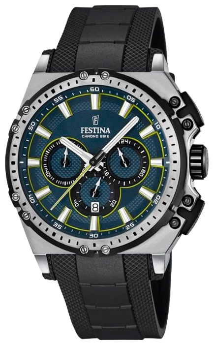Festina F16970.3 - мужские наручные часы Festina F16970.3 - мужские наручные часыFestina<br><br><br>Бренд: Festina<br>Модель: Festina F16970/3<br>Артикул: F16970.3<br>Вариант артикула: None<br>Коллекция: None<br>Подколлекция: None<br>Страна: Испания<br>Пол: мужские<br>Тип механизма: кварцевые<br>Механизм: M0S20<br>Количество камней: None<br>Автоподзавод: None<br>Источник энергии: от батарейки<br>Срок службы элемента питания: None<br>Дисплей: стрелки<br>Цифры: отсутствуют<br>Водозащита: WR 100<br>Противоударные: None<br>Материал корпуса: нерж. сталь<br>Материал браслета: каучук<br>Материал безеля: None<br>Стекло: минеральное<br>Антибликовое покрытие: None<br>Цвет корпуса: None<br>Цвет браслета: None<br>Цвет циферблата: None<br>Цвет безеля: None<br>Размеры: 44x54x14 мм<br>Диаметр: None<br>Диаметр корпуса: None<br>Толщина: None<br>Ширина ремешка: None<br>Вес: None<br>Спорт-функции: секундомер<br>Подсветка: стрелок<br>Вставка: None<br>Отображение даты: число<br>Хронограф: есть<br>Таймер: None<br>Термометр: None<br>Хронометр: None<br>GPS: None<br>Радиосинхронизация: None<br>Барометр: None<br>Скелетон: None<br>Дополнительная информация: None<br>Дополнительные функции: None