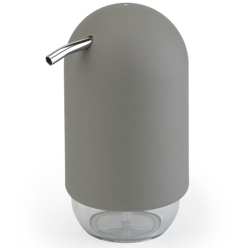 Диспенсер для мыла Umbra touch серый 023273-918 Диспенсер для мыла Umbra touch серый 023273-918Диспенсеры<br>Мыло душистое, полотенце пушистое - если мыть руки, то с этим слоганом. Потому что приятно пахнущее мыло, например, ванильное или земляничное, поднимает настроение. А если оно внутри красивого диспенсера, который поможет отмерить нужное количество, это вдвойне приятно. Те, кто покупает жидкое мыло, знают, что очень часто оно продается в некрасивых упаковках или очень больших бутылках, которые совершенно неудобно ставить на раковину. Проблема решена вот с таким лаконичным симпатичным диспенсером. Теперь вы не забудете вымыть руки перед едой! Обратите внимание на прозрачную нижнюю часть: благодаря ей вы сразу увидите, если мыло кончается, и сможете пополнить резервуар. Объем - 235 мл. p.s. Важная подсказка: диспенсер также можно использовать на кухне для моющего средства, получается очень экономно.<br>