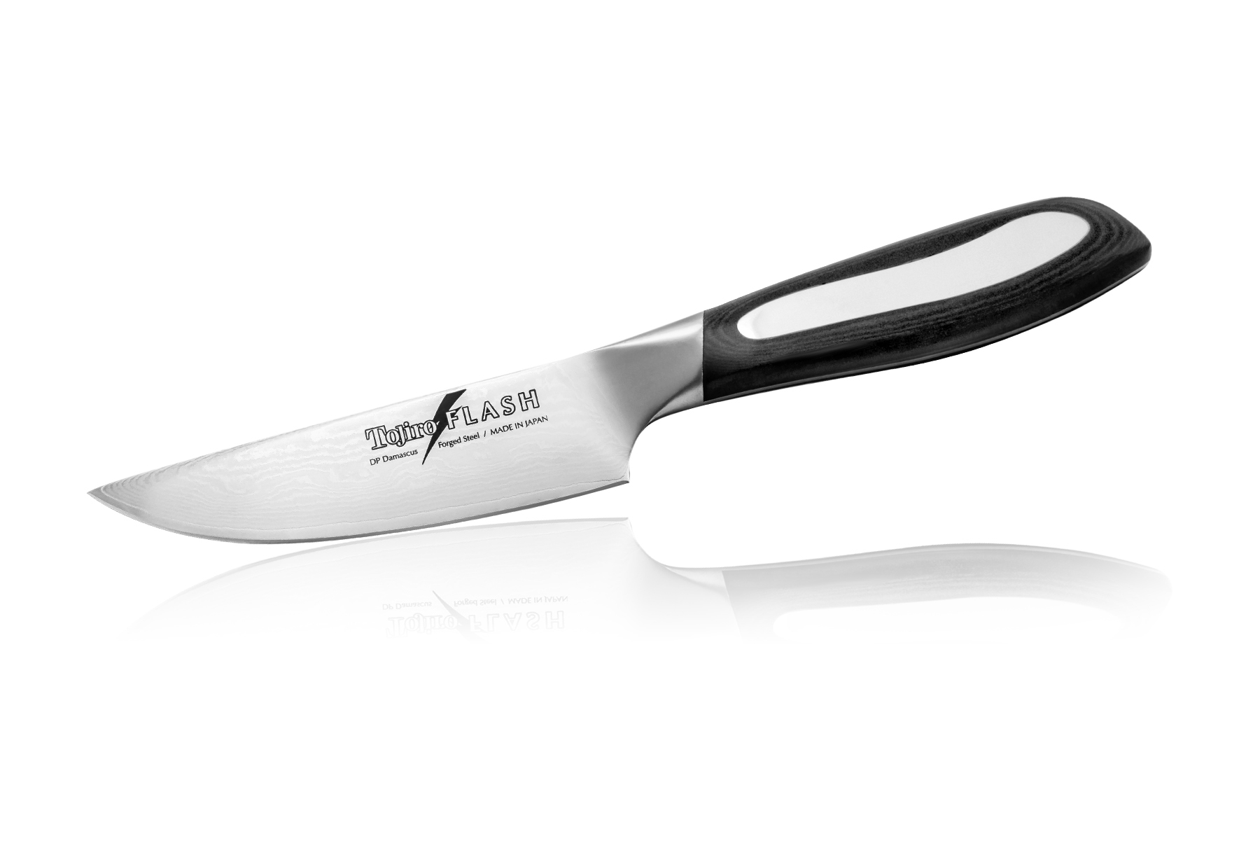 Нож кухонный стальной универсальный (125мм) Tojiro Flash Damascus FF-TE125 Нож кухонный стальной универсальный (125мм) Tojiro Flash Damascus FF-TE125Tojiro Flash Damascus<br>Нож кухонный стальной универсальный (125мм) Tojiro Flash Damascus FF-TE125<br> <br>Премиум серия ножей Tojiro Flash Damascus изначально была выпущена эксклюзивно для экспорта за границу Японии.<br>Ножи серии Tojiro Flash Damascus отличает высокая эргономичность рукоятей и клинки, изготовленные с использованием технологии Damascus DP. Рукояти ножей серии Tojiro Flash Damascus изготовлены с использованием материала Micarta. Этот материал используется при изготовлении туристических и охотничьих ножей, ножей, которые должны выдерживать экстремальные нагрузки при эксплуатации в неблагоприятных условиях. Стальные накладки рукояти приварены к хвостовику и окружены Micarta. Технология производства таких рукоятей требует повышенных временных и трудозатрат.<br>Сталь придает рукоятям ножей серии Tojiro Flash Damascus должный вес, а Micarta обеспечивает неповторимый комфорт при работе этими ножами. Клинки ножей серии Tojiro Flash Damascus изготовлены из стали VG-10, разработанной специально для производства ножей. Режущий слой закален до 61HRC. Более мягкие обкладки из дамаска предохраняют клинки от поломки, позволяя закалить режущий слой на максимальную твердость. Дамаск придает клинкам ножей серии Tojiro Flash Damascus неповторимый колорит. Клинки заточены до невероятной остроты, финишная заточка производится на японских водных камнях зернистостью #10 000. Это обеспечивает клинкам ножей серии Tojiro Flash Damascus несравненный рез и долгое сохранение высокой остроты.<br>Официальный сертифицированный продавец TOJIRO<br>