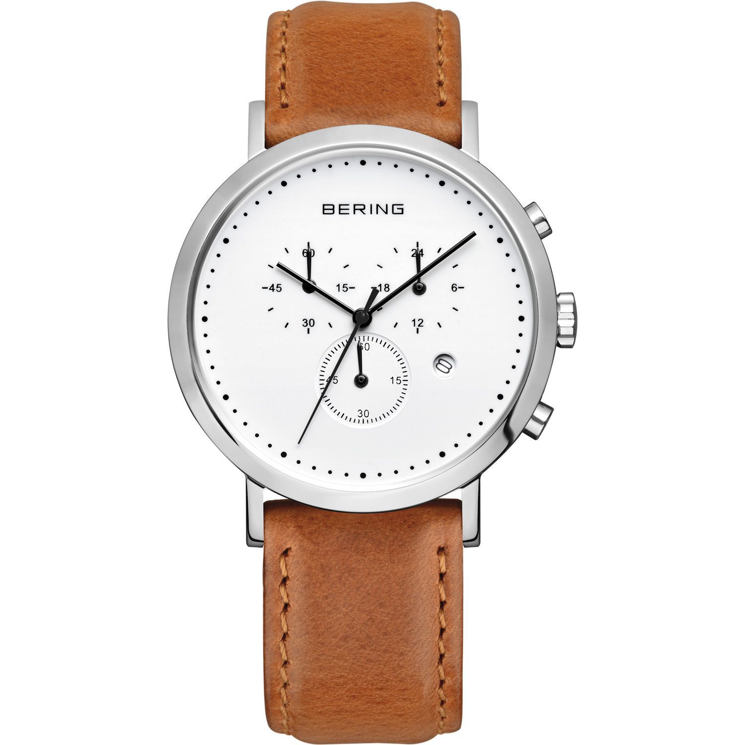 Bering 10540-504 - мужские наручные часы из коллекции Classic Bering 10540-504 - мужские наручные часы из коллекции ClassicBering<br>мужские, сапфировое стекло,chronograph, корпус из нерж. стали, ремешок из кожи теленка коричневого цвета, циферблат белого цвета, маленькая секундная стрелка, с функцией хронографа, с числовым календарем<br><br>Бренд: Bering<br>Модель: Bering 10540-504<br>Артикул: 10540-504<br>Вариант артикула: ber-10540-504<br>Коллекция: Classic<br>Подколлекция: None<br>Страна: Дания<br>Пол: мужские<br>Тип механизма: кварцевые<br>Механизм: None<br>Количество камней: None<br>Автоподзавод: None<br>Источник энергии: от батарейки<br>Срок службы элемента питания: None<br>Дисплей: стрелки<br>Цифры: отсутствуют<br>Водозащита: WR 50<br>Противоударные: None<br>Материал корпуса: нерж. сталь<br>Материал браслета: кожа (не указан)<br>Материал безеля: None<br>Стекло: сапфировое<br>Антибликовое покрытие: None<br>Цвет корпуса: серебристый<br>Цвет браслета: коричневый<br>Цвет циферблата: None<br>Цвет безеля: None<br>Размеры: 40 мм<br>Диаметр: 40 мм<br>Диаметр корпуса: None<br>Толщина: None<br>Ширина ремешка: None<br>Вес: None<br>Спорт-функции: секундомер<br>Подсветка: None<br>Вставка: None<br>Отображение даты: число<br>Хронограф: есть<br>Таймер: None<br>Термометр: None<br>Хронометр: None<br>GPS: None<br>Радиосинхронизация: None<br>Барометр: None<br>Скелетон: None<br>Дополнительная информация: None<br>Дополнительные функции: None
