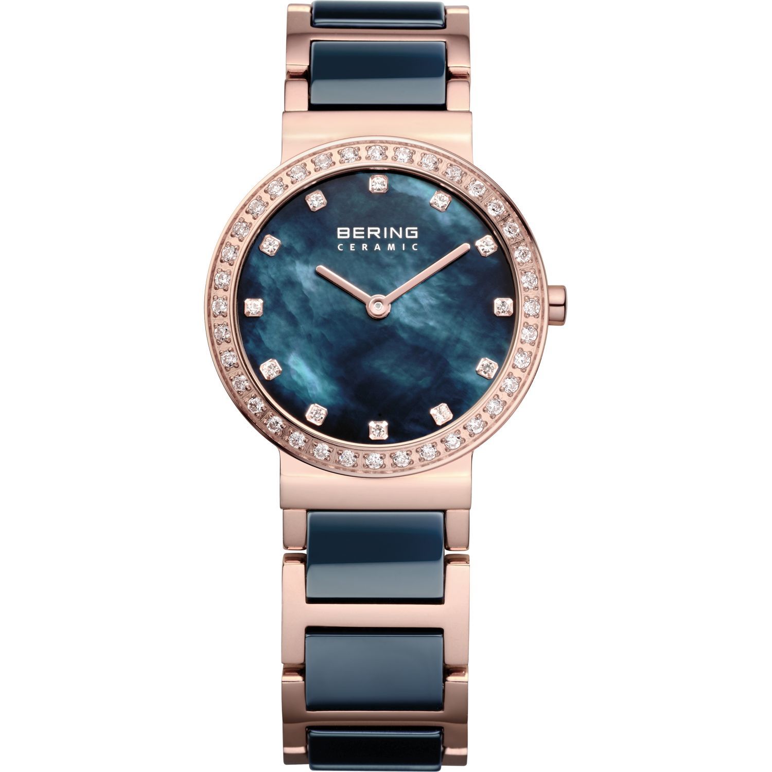 Bering 10729-767 - женские наручные часы из коллекции Ceramic Bering 10729-767 - женские наручные часы из коллекции CeramicBering<br>rose gold, синяя керамика, перламутровый циферблат, сапфировое стекло<br><br>Бренд: Bering<br>Модель: Bering 10729-767<br>Артикул: 10729-767<br>Вариант артикула: ber-10729-767<br>Коллекция: Ceramic<br>Подколлекция: None<br>Страна: Дания<br>Пол: женские<br>Тип механизма: кварцевые<br>Механизм: None<br>Количество камней: None<br>Автоподзавод: None<br>Источник энергии: от батарейки<br>Срок службы элемента питания: None<br>Дисплей: стрелки<br>Цифры: отсутствуют<br>Водозащита: WR 50<br>Противоударные: None<br>Материал корпуса: нерж. сталь, IP покрытие: позолота (полное)<br>Материал браслета: нерж. сталь + керамика, IP покрытие (частичное): позолота<br>Материал безеля: None<br>Стекло: сапфировое<br>Антибликовое покрытие: None<br>Цвет корпуса: розовое золото<br>Цвет браслета: розовое золото<br>Цвет циферблата: None<br>Цвет безеля: None<br>Размеры: 29 мм<br>Диаметр: 29 мм<br>Диаметр корпуса: None<br>Толщина: None<br>Ширина ремешка: None<br>Вес: None<br>Спорт-функции: None<br>Подсветка: None<br>Вставка: кристаллы Swarovski<br>Отображение даты: None<br>Хронограф: None<br>Таймер: None<br>Термометр: None<br>Хронометр: None<br>GPS: None<br>Радиосинхронизация: None<br>Барометр: None<br>Скелетон: None<br>Дополнительная информация: None<br>Дополнительные функции: None