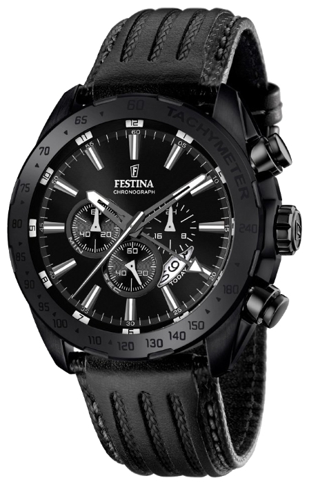Festina F16902.1 - мужские наручные часы Festina F16902.1 - мужские наручные часыFestina<br><br><br>Бренд: Festina<br>Модель: Festina F16902/1<br>Артикул: F16902.1<br>Вариант артикула: None<br>Коллекция: None<br>Подколлекция: None<br>Страна: Испания<br>Пол: мужские<br>Тип механизма: кварцевые<br>Механизм: MFS26<br>Количество камней: None<br>Автоподзавод: None<br>Источник энергии: от батарейки<br>Срок службы элемента питания: None<br>Дисплей: стрелки<br>Цифры: арабские<br>Водозащита: WR 100<br>Противоударные: None<br>Материал корпуса: нерж. сталь, PVD покрытие (полное)<br>Материал браслета: кожа<br>Материал безеля: None<br>Стекло: минеральное<br>Антибликовое покрытие: None<br>Цвет корпуса: None<br>Цвет браслета: None<br>Цвет циферблата: None<br>Цвет безеля: None<br>Размеры: 46x12.7 мм<br>Диаметр: None<br>Диаметр корпуса: None<br>Толщина: None<br>Ширина ремешка: None<br>Вес: 101 г<br>Спорт-функции: секундомер<br>Подсветка: стрелок<br>Вставка: None<br>Отображение даты: число<br>Хронограф: есть<br>Таймер: None<br>Термометр: None<br>Хронометр: None<br>GPS: None<br>Радиосинхронизация: None<br>Барометр: None<br>Скелетон: None<br>Дополнительная информация: None<br>Дополнительные функции: второй часовой пояс