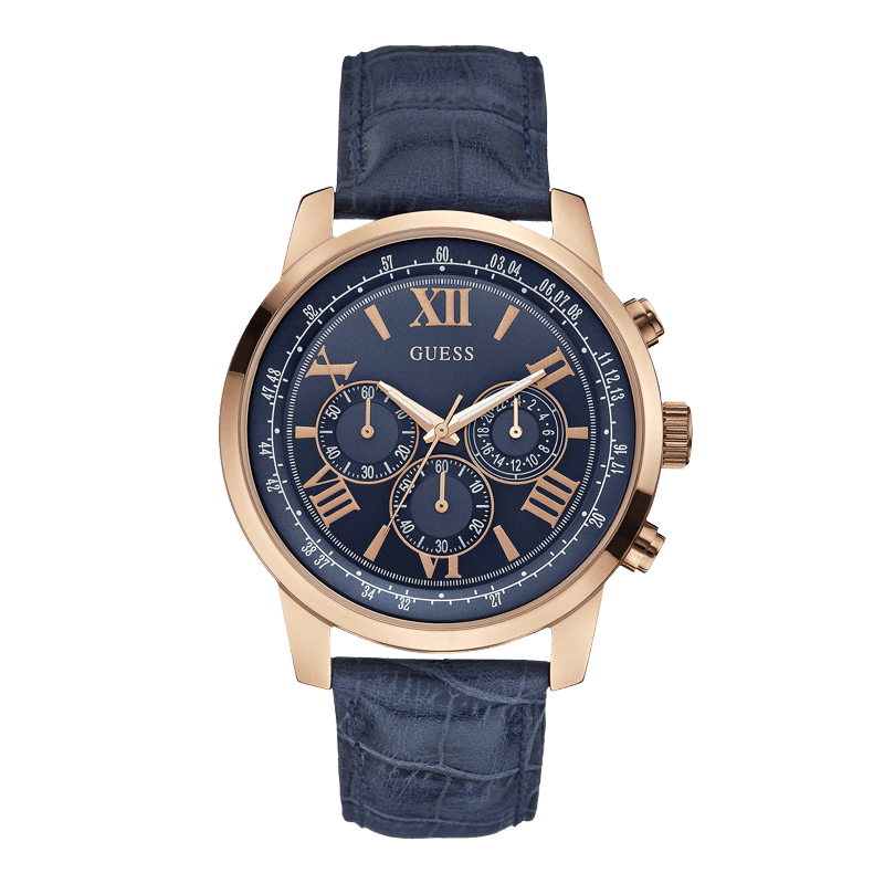 GUESS W0380G5 - мужские наручные часы из коллекции Iconic GUESS W0380G5 - мужские наручные часы из коллекции IconicGUESS<br><br><br>Бренд: GUESS<br>Модель: GUESS W0380G5<br>Артикул: W0380G5<br>Вариант артикула: None<br>Коллекция: Iconic<br>Подколлекция: None<br>Страна: США<br>Пол: мужские<br>Тип механизма: кварцевые<br>Механизм: None<br>Количество камней: None<br>Автоподзавод: None<br>Источник энергии: от батарейки<br>Срок службы элемента питания: None<br>Дисплей: стрелки<br>Цифры: римские<br>Водозащита: WR 50<br>Противоударные: None<br>Материал корпуса: нерж. сталь, PVD покрытие (полное)<br>Материал браслета: кожа<br>Материал безеля: None<br>Стекло: минеральное<br>Антибликовое покрытие: None<br>Цвет корпуса: розовое золото<br>Цвет браслета: синий<br>Цвет циферблата: синий<br>Цвет безеля: None<br>Размеры: 45x11.5 мм<br>Диаметр: None<br>Диаметр корпуса: None<br>Толщина: None<br>Ширина ремешка: None<br>Вес: None<br>Спорт-функции: секундомер<br>Подсветка: None<br>Вставка: None<br>Отображение даты: None<br>Хронограф: есть<br>Таймер: None<br>Термометр: None<br>Хронометр: None<br>GPS: None<br>Радиосинхронизация: None<br>Барометр: None<br>Скелетон: None<br>Дополнительная информация: None<br>Дополнительные функции: None