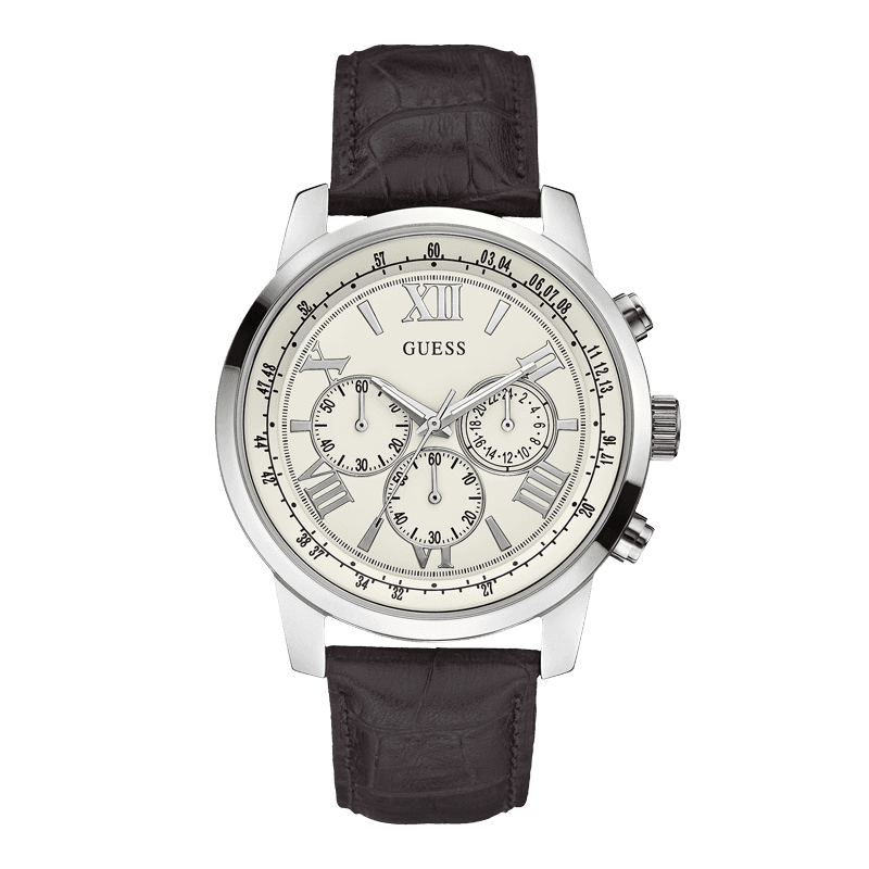 GUESS W0380G2 - мужские наручные часы GUESS W0380G2 - мужские наручные часыGUESS<br><br><br>Бренд: GUESS<br>Модель: GUESS W0380G2<br>Артикул: W0380G2<br>Вариант артикула: None<br>Коллекция: None<br>Подколлекция: None<br>Страна: США<br>Пол: мужские<br>Тип механизма: кварцевые<br>Механизм: None<br>Количество камней: None<br>Автоподзавод: None<br>Источник энергии: от батарейки<br>Срок службы элемента питания: None<br>Дисплей: стрелки<br>Цифры: римские<br>Водозащита: WR 50<br>Противоударные: None<br>Материал корпуса: нерж. сталь<br>Материал браслета: кожа<br>Материал безеля: None<br>Стекло: минеральное<br>Антибликовое покрытие: None<br>Цвет корпуса: серебро<br>Цвет браслета: коричневый<br>Цвет циферблата: белый<br>Цвет безеля: None<br>Размеры: 45x11.5 мм<br>Диаметр: None<br>Диаметр корпуса: None<br>Толщина: None<br>Ширина ремешка: None<br>Вес: None<br>Спорт-функции: секундомер<br>Подсветка: None<br>Вставка: None<br>Отображение даты: None<br>Хронограф: есть<br>Таймер: None<br>Термометр: None<br>Хронометр: None<br>GPS: None<br>Радиосинхронизация: None<br>Барометр: None<br>Скелетон: None<br>Дополнительная информация: None<br>Дополнительные функции: None