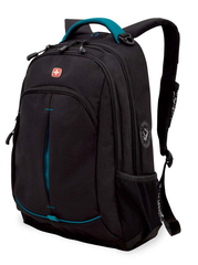Рюкзак WENGER, цвет черный/бирюзовый, со светоотражающими элементами