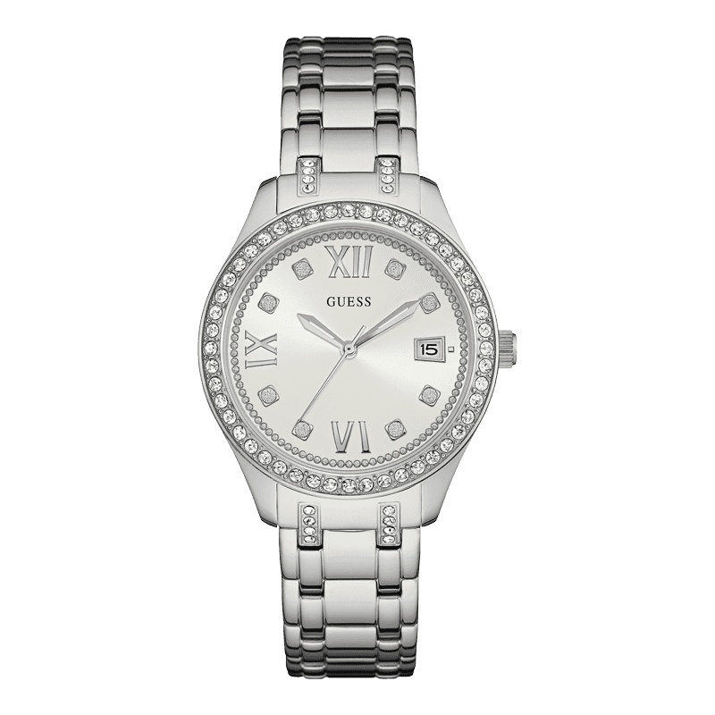 GUESS W0848L1 - женские наручные часы из коллекции Iconic GUESS W0848L1 - женские наручные часы из коллекции IconicGUESS<br><br><br>Бренд: GUESS<br>Модель: GUESS W0848L1<br>Артикул: W0848L1<br>Вариант артикула: None<br>Коллекция: Iconic<br>Подколлекция: None<br>Страна: США<br>Пол: женские<br>Тип механизма: кварцевые<br>Механизм: None<br>Количество камней: None<br>Автоподзавод: None<br>Источник энергии: от батарейки<br>Срок службы элемента питания: None<br>Дисплей: стрелки<br>Цифры: римские<br>Водозащита: WR 50<br>Противоударные: None<br>Материал корпуса: нерж. сталь<br>Материал браслета: нерж. сталь<br>Материал безеля: None<br>Стекло: минеральное<br>Антибликовое покрытие: None<br>Цвет корпуса: серебро<br>Цвет браслета: серебро<br>Цвет циферблата: белый<br>Цвет безеля: None<br>Размеры: 38x10 мм<br>Диаметр: None<br>Диаметр корпуса: None<br>Толщина: None<br>Ширина ремешка: None<br>Вес: None<br>Спорт-функции: None<br>Подсветка: стрелок<br>Вставка: None<br>Отображение даты: число<br>Хронограф: None<br>Таймер: None<br>Термометр: None<br>Хронометр: None<br>GPS: None<br>Радиосинхронизация: None<br>Барометр: None<br>Скелетон: None<br>Дополнительная информация: None<br>Дополнительные функции: None