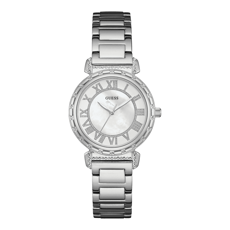 GUESS W0831L1 - женские наручные часы из коллекции Iconic GUESS W0831L1 - женские наручные часы из коллекции IconicGUESS<br><br><br>Бренд: GUESS<br>Модель: GUESS W0831L1<br>Артикул: W0831L1<br>Вариант артикула: None<br>Коллекция: Iconic<br>Подколлекция: None<br>Страна: США<br>Пол: женские<br>Тип механизма: кварцевые<br>Механизм: None<br>Количество камней: None<br>Автоподзавод: None<br>Источник энергии: от батарейки<br>Срок службы элемента питания: None<br>Дисплей: стрелки<br>Цифры: римские<br>Водозащита: WR 30<br>Противоударные: None<br>Материал корпуса: нерж. сталь<br>Материал браслета: нерж. сталь<br>Материал безеля: None<br>Стекло: минеральное<br>Антибликовое покрытие: None<br>Цвет корпуса: серебро<br>Цвет браслета: серебро<br>Цвет циферблата: перламутр<br>Цвет безеля: None<br>Размеры: 34x10 мм<br>Диаметр: None<br>Диаметр корпуса: None<br>Толщина: None<br>Ширина ремешка: None<br>Вес: None<br>Спорт-функции: None<br>Подсветка: None<br>Вставка: None<br>Отображение даты: None<br>Хронограф: None<br>Таймер: None<br>Термометр: None<br>Хронометр: None<br>GPS: None<br>Радиосинхронизация: None<br>Барометр: None<br>Скелетон: None<br>Дополнительная информация: None<br>Дополнительные функции: None