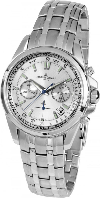 Jacques Lemans 1-1830E - мужские наручные часы из коллекции Sport Jacques Lemans 1-1830E - мужские наручные часы из коллекции SportJacques Lemans<br><br><br>Бренд: Jacques Lemans<br>Модель: Jacques Lemans 1-1830E<br>Артикул: 1-1830E<br>Вариант артикула: None<br>Коллекция: Sport<br>Подколлекция: None<br>Страна: Австрия<br>Пол: мужские<br>Тип механизма: кварцевые<br>Механизм: None<br>Количество камней: None<br>Автоподзавод: None<br>Источник энергии: от батарейки<br>Срок службы элемента питания: None<br>Дисплей: стрелки<br>Цифры: отсутствуют<br>Водозащита: WR 20<br>Противоударные: None<br>Материал корпуса: нерж. сталь<br>Материал браслета: нерж. сталь<br>Материал безеля: None<br>Стекло: Crystex<br>Антибликовое покрытие: None<br>Цвет корпуса: None<br>Цвет браслета: None<br>Цвет циферблата: None<br>Цвет безеля: None<br>Размеры: 40 мм<br>Диаметр: None<br>Диаметр корпуса: None<br>Толщина: None<br>Ширина ремешка: None<br>Вес: None<br>Спорт-функции: секундомер<br>Подсветка: стрелок<br>Вставка: None<br>Отображение даты: число<br>Хронограф: есть<br>Таймер: None<br>Термометр: None<br>Хронометр: None<br>GPS: None<br>Радиосинхронизация: None<br>Барометр: None<br>Скелетон: None<br>Дополнительная информация: None<br>Дополнительные функции: None