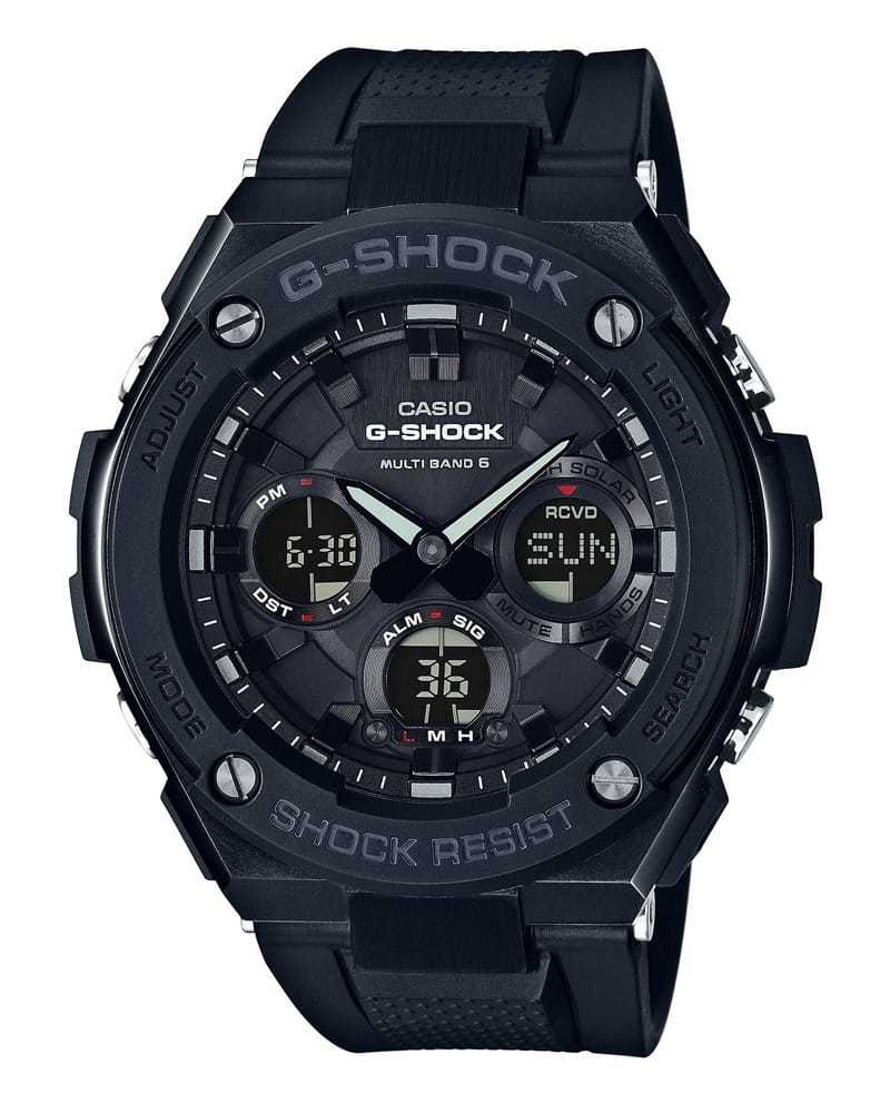 Casio G-SHOCK GST-W100G-1B / GST-W100G-1BER - мужские наручные часы Casio G-SHOCK GST-W100G-1B / GST-W100G-1BER - мужские наручные часыCasio<br><br><br>Бренд: Casio<br>Модель: Casio GST-W100G-1B<br>Артикул: GST-W100G-1B<br>Вариант артикула: GST-W100G-1BER<br>Коллекция: G-SHOCK<br>Подколлекция: None<br>Страна: Япония<br>Пол: мужские<br>Тип механизма: кварцевые<br>Механизм: None<br>Количество камней: None<br>Автоподзавод: None<br>Источник энергии: от солнечной батареи<br>Срок службы элемента питания: None<br>Дисплей: None<br>Цифры: отсутствуют<br>Водозащита: WR 200<br>Противоударные: есть<br>Материал корпуса: нерж. сталь + пластик<br>Материал браслета: нерж. сталь<br>Материал безеля: None<br>Стекло: минеральное<br>Антибликовое покрытие: None<br>Цвет корпуса: None<br>Цвет браслета: None<br>Цвет циферблата: None<br>Цвет безеля: None<br>Размеры: None<br>Диаметр: None<br>Диаметр корпуса: None<br>Толщина: None<br>Ширина ремешка: None<br>Вес: 184 г<br>Спорт-функции: секундомер<br>Подсветка: дисплея, стрелок<br>Вставка: None<br>Отображение даты: число, месяц, день недели<br>Хронограф: есть<br>Таймер: None<br>Термометр: None<br>Хронометр: None<br>GPS: None<br>Радиосинхронизация: None<br>Барометр: None<br>Скелетон: None<br>Дополнительная информация: None<br>Дополнительные функции: индикатор запаса хода, второй часовой пояс, будильник (количество установок: 5)