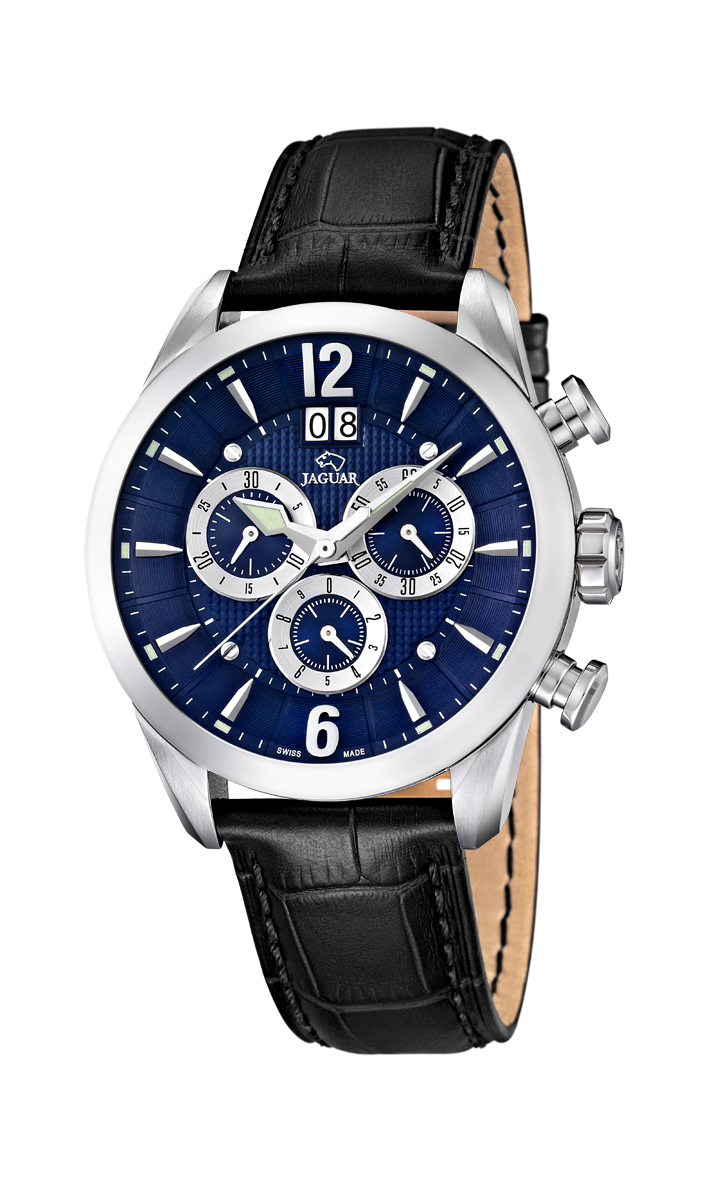 Jaguar J661_2 - мужские наручные часы Jaguar J661_2 - мужские наручные часыJaguar<br><br><br>Бренд: Jaguar<br>Модель: Jaguar J661_2<br>Артикул: J661_2<br>Вариант артикула: None<br>Коллекция: None<br>Подколлекция: None<br>Страна: Швейцария<br>Пол: мужские<br>Тип механизма: кварцевые<br>Механизм: None<br>Количество камней: None<br>Автоподзавод: None<br>Источник энергии: от батарейки<br>Срок службы элемента питания: None<br>Дисплей: стрелки<br>Цифры: арабские<br>Водозащита: WR 100<br>Противоударные: None<br>Материал корпуса: нерж. сталь<br>Материал браслета: кожа<br>Материал безеля: None<br>Стекло: сапфировое<br>Антибликовое покрытие: None<br>Цвет корпуса: None<br>Цвет браслета: None<br>Цвет циферблата: None<br>Цвет безеля: None<br>Размеры: 43x12 мм<br>Диаметр: None<br>Диаметр корпуса: None<br>Толщина: None<br>Ширина ремешка: None<br>Вес: None<br>Спорт-функции: секундомер<br>Подсветка: стрелок<br>Вставка: None<br>Отображение даты: число<br>Хронограф: есть<br>Таймер: None<br>Термометр: None<br>Хронометр: None<br>GPS: None<br>Радиосинхронизация: None<br>Барометр: None<br>Скелетон: None<br>Дополнительная информация: None<br>Дополнительные функции: None