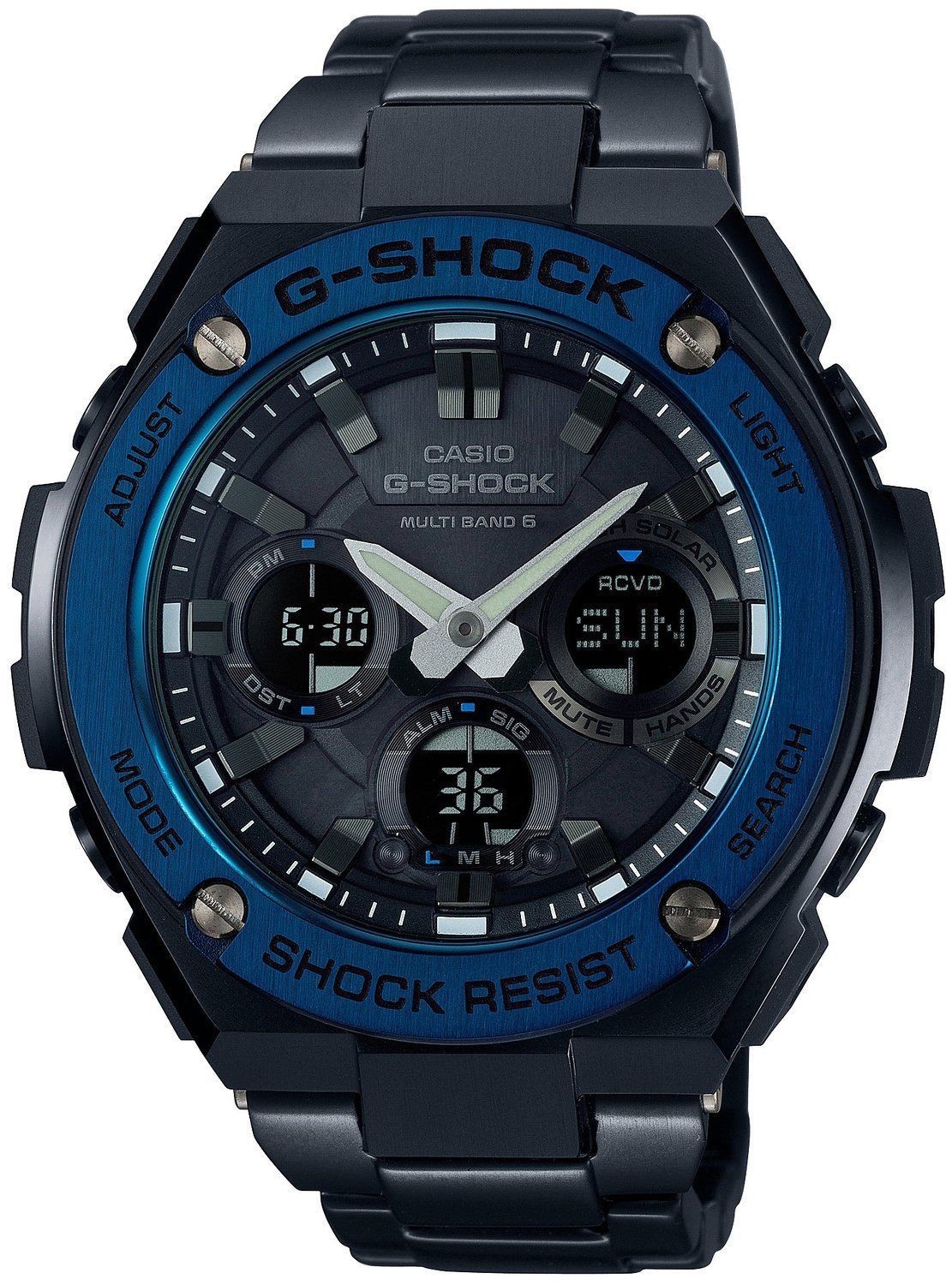 Casio G-SHOCK GST-W110BD-1A2 / GST-W110BD-1A2ER - мужские наручные часы Casio G-SHOCK GST-W110BD-1A2 / GST-W110BD-1A2ER - мужские наручные часыCasio<br><br><br>Бренд: Casio<br>Модель: Casio GST-W110BD-1A2<br>Артикул: GST-W110BD-1A2<br>Вариант артикула: GST-W110BD-1A2ER<br>Коллекция: G-SHOCK<br>Подколлекция: None<br>Страна: Япония<br>Пол: мужские<br>Тип механизма: кварцевые<br>Механизм: None<br>Количество камней: None<br>Автоподзавод: None<br>Источник энергии: от солнечной батареи<br>Срок службы элемента питания: None<br>Дисплей: None<br>Цифры: отсутствуют<br>Водозащита: WR 200<br>Противоударные: есть<br>Материал корпуса: нерж. сталь + пластик, IP покрытие (полное)<br>Материал браслета: нерж. сталь, IP покрытие (полное)<br>Материал безеля: None<br>Стекло: минеральное<br>Антибликовое покрытие: None<br>Цвет корпуса: None<br>Цвет браслета: None<br>Цвет циферблата: None<br>Цвет безеля: None<br>Размеры: None<br>Диаметр: None<br>Диаметр корпуса: None<br>Толщина: None<br>Ширина ремешка: None<br>Вес: 195 г<br>Спорт-функции: секундомер, таймер обратного отсчета<br>Подсветка: дисплея, стрелок<br>Вставка: None<br>Отображение даты: вечный календарь, число, месяц, день недели<br>Хронограф: None<br>Таймер: None<br>Термометр: None<br>Хронометр: None<br>GPS: None<br>Радиосинхронизация: есть<br>Барометр: None<br>Скелетон: None<br>Дополнительная информация: автоподсветка, ежечасный сигнал, функция включения/отключения звука кнопок, функция перемещения стрелок<br>Дополнительные функции: индикатор запаса хода, второй часовой пояс, будильник (количество установок: 5)
