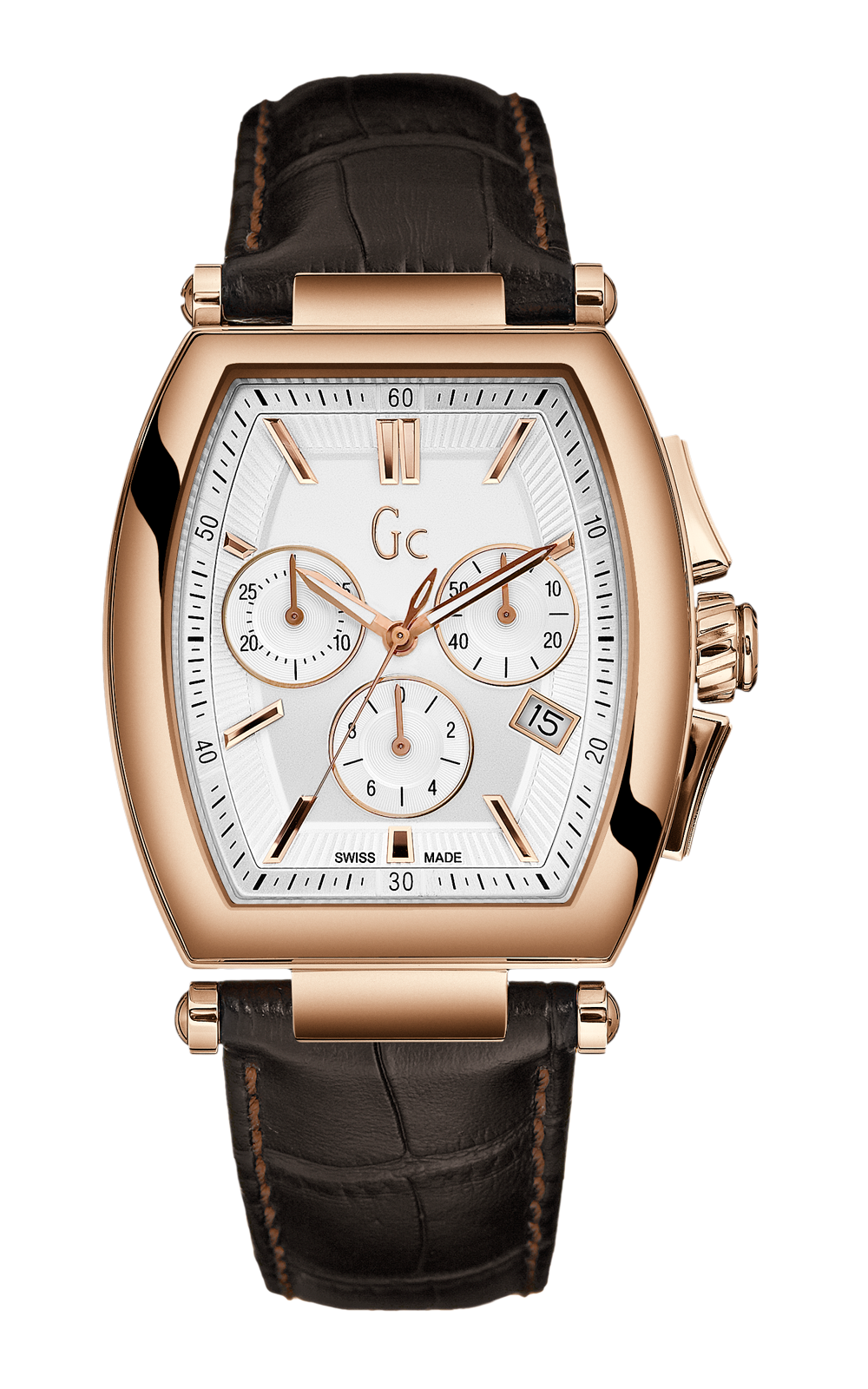 Gc A60005G1 - мужские наручные часы Gc A60005G1 - мужские наручные часыGc<br><br><br>Бренд: Gc<br>Модель: Gc A60005G1<br>Артикул: A60005G1<br>Вариант артикула: None<br>Коллекция: None<br>Подколлекция: None<br>Страна: Швейцария<br>Пол: мужские<br>Тип механизма: кварцевые<br>Механизм: None<br>Количество камней: None<br>Автоподзавод: None<br>Источник энергии: от батарейки<br>Срок службы элемента питания: None<br>Дисплей: стрелки<br>Цифры: отсутствуют<br>Водозащита: WR 50<br>Противоударные: None<br>Материал корпуса: нерж. сталь, покрытие: позолота<br>Материал браслета: кожа<br>Материал безеля: None<br>Стекло: минеральное<br>Антибликовое покрытие: None<br>Цвет корпуса: None<br>Цвет браслета: None<br>Цвет циферблата: None<br>Цвет безеля: None<br>Размеры: 38x42 мм<br>Диаметр: None<br>Диаметр корпуса: None<br>Толщина: None<br>Ширина ремешка: None<br>Вес: None<br>Спорт-функции: None<br>Подсветка: None<br>Вставка: None<br>Отображение даты: число<br>Хронограф: есть<br>Таймер: None<br>Термометр: None<br>Хронометр: None<br>GPS: None<br>Радиосинхронизация: None<br>Барометр: None<br>Скелетон: None<br>Дополнительная информация: розовая позолота<br>Дополнительные функции: None