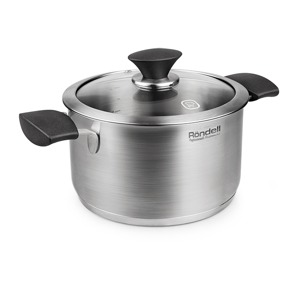 Кастрюля Rondell Signifikant 24 см (5.8л) RDS-750 Кастрюля Rondell Signifikant 24 см (5.8л) RDS-750Кастрюли Rondell<br>Кастрюля Rondell Signifikant 24 см (5.8л) RDS-750<br> <br>Диаметр: 24 см. Объем: 5.8 л.<br>Высококачественная нержавеющая сталь 18/10. Толщина стенок 0.6 мм. Тройное вштампованное, а затем вплавленное дно 5.5 мм. Матированная обработка внешней поверхности. Отметки литража на внутренней поверхности посуды. Крышка из термостойкого стекла с отверстием для выпуска пара. Оригинальная конструкция ручек - комбинация стали и бакелита. Надежное крепление - точечная сварка. Упаковка - подарочная коробка с ручкой. Буклет с рецептами. Подходит для всех видов плит, включая индукционные. Подходит для посудомоечной машины.<br>