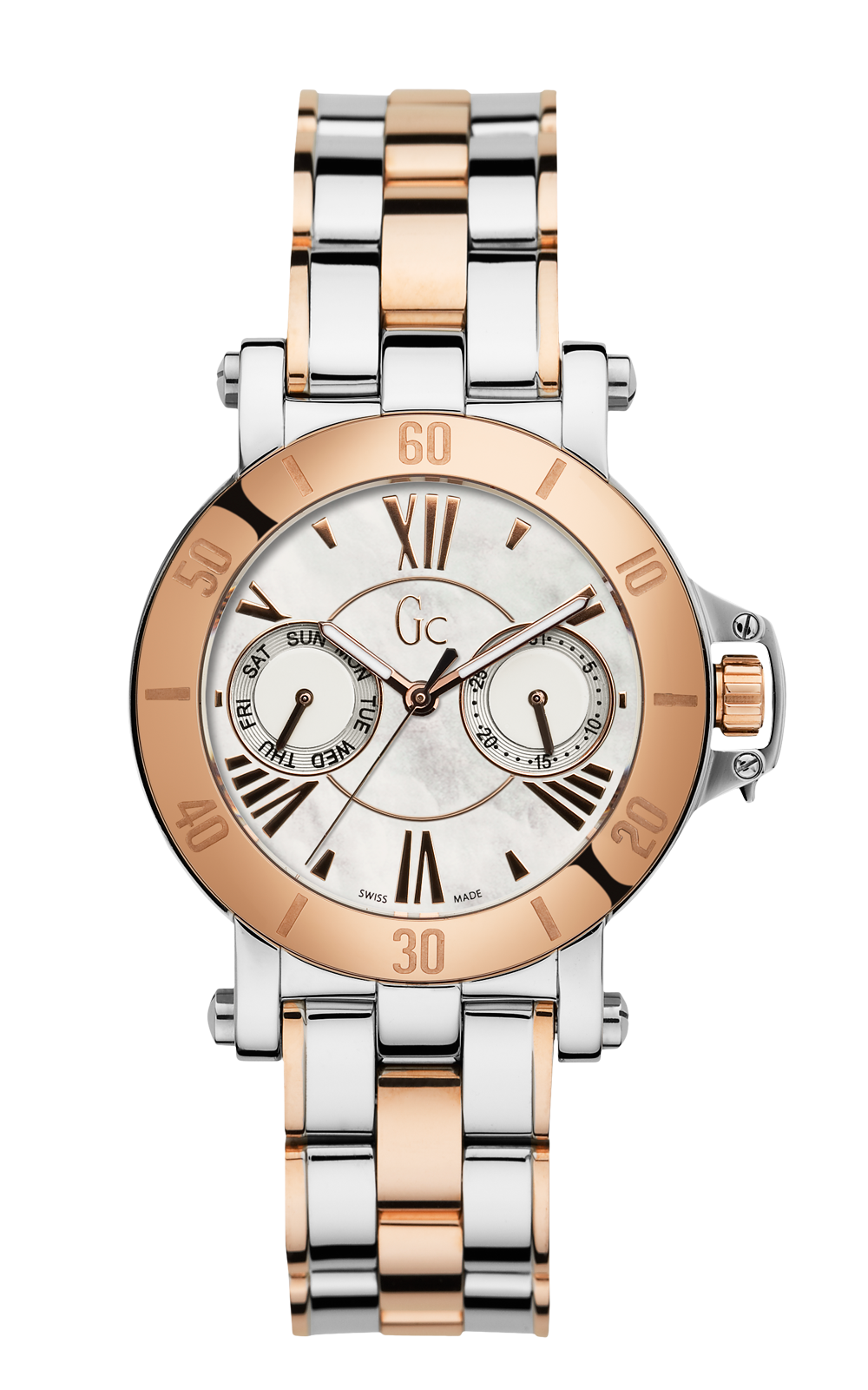 Gc X74002L1S - женские наручные часы из коллекции Sport Chic Gc X74002L1S - женские наручные часы из коллекции Sport ChicGc<br><br><br>Бренд: Gc<br>Модель: Gc X74002L1S<br>Артикул: X74002L1S<br>Вариант артикула: None<br>Коллекция: Sport Chic<br>Подколлекция: None<br>Страна: Швейцария<br>Пол: женские<br>Тип механизма: кварцевые<br>Механизм: None<br>Количество камней: None<br>Автоподзавод: None<br>Источник энергии: от батарейки<br>Срок службы элемента питания: None<br>Дисплей: стрелки<br>Цифры: римские<br>Водозащита: WR 100<br>Противоударные: None<br>Материал корпуса: нерж. сталь, PVD покрытие: позолота (частичное)<br>Материал браслета: нерж. сталь, PVD покрытие (частичное): позолота<br>Материал безеля: None<br>Стекло: сапфировое<br>Антибликовое покрытие: None<br>Цвет корпуса: None<br>Цвет браслета: None<br>Цвет циферблата: None<br>Цвет безеля: None<br>Размеры: 34 мм<br>Диаметр: None<br>Диаметр корпуса: None<br>Толщина: None<br>Ширина ремешка: None<br>Вес: None<br>Спорт-функции: None<br>Подсветка: стрелок<br>Вставка: None<br>Отображение даты: число, день недели<br>Хронограф: None<br>Таймер: None<br>Термометр: None<br>Хронометр: None<br>GPS: None<br>Радиосинхронизация: None<br>Барометр: None<br>Скелетон: None<br>Дополнительная информация: None<br>Дополнительные функции: None