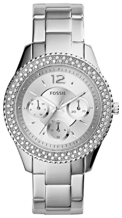 Fossil ES3588 - женские наручные часы из коллекции Fashion Fossil ES3588 - женские наручные часы из коллекции FashionFossil<br><br><br>Бренд: Fossil<br>Модель: Fossil ES3588<br>Артикул: ES3588<br>Вариант артикула: None<br>Коллекция: Fashion<br>Подколлекция: None<br>Страна: США<br>Пол: женские<br>Тип механизма: кварцевые<br>Механизм: None<br>Количество камней: None<br>Автоподзавод: None<br>Источник энергии: от батарейки<br>Срок службы элемента питания: None<br>Дисплей: стрелки<br>Цифры: арабские<br>Водозащита: WR 50<br>Противоударные: None<br>Материал корпуса: нерж. сталь<br>Материал браслета: нерж. сталь<br>Материал безеля: None<br>Стекло: минеральное<br>Антибликовое покрытие: None<br>Цвет корпуса: None<br>Цвет браслета: None<br>Цвет циферблата: None<br>Цвет безеля: None<br>Размеры: 38x11 мм<br>Диаметр: None<br>Диаметр корпуса: None<br>Толщина: None<br>Ширина ремешка: None<br>Вес: None<br>Спорт-функции: None<br>Подсветка: стрелок<br>Вставка: кристаллы Swarovski<br>Отображение даты: число, день недели<br>Хронограф: None<br>Таймер: None<br>Термометр: None<br>Хронометр: None<br>GPS: None<br>Радиосинхронизация: None<br>Барометр: None<br>Скелетон: None<br>Дополнительная информация: None<br>Дополнительные функции: None