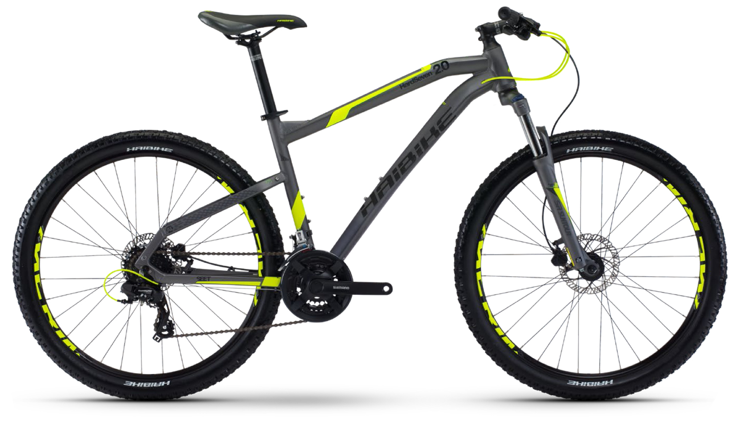 Haibike Seet Hard Seven 2.0 (2017) Haibike Seet Hard Seven 2.0 (2017)Горные<br>Haibike Seet HardSeven 2.0 – это надежный партнер для покорения горных трасс и катания по пересеченной местности. Амортизационная вилка SR Suntour XCT HLO DS Lockout отлично отработает все неровности трассы и сведет к минимуму нагрузку от ударов. Трансмиссия Shimano Acera M360 с 24 режимами скорости позволит преодолевать долгие расстояния, не испытывая усталости. Колеса диаметром 27,5 дюймов имеют прочные двойные ободья Ryde DB19, способные выдержать большие нагрузки и удары.<br>