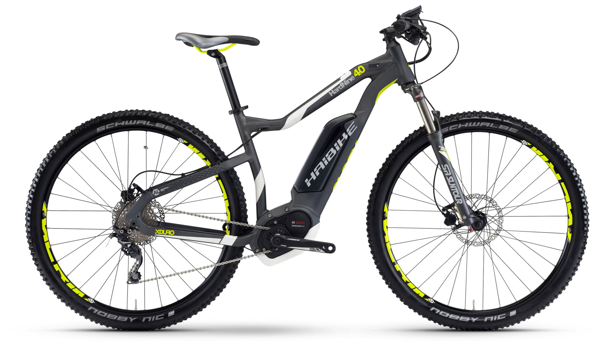 Haibike Xduro Hard Nine 4.0 400Wh (2017) Haibike Xduro Hard Nine 4.0 400Wh (2017)Мужские<br>Haibike Xduro HardNine 4.0 400Wh 10-Sp Deore – это надежный электровелосипед для покорения бездорожья. Благодаря колесам диаметром 29 дюймов, обутым в покрышки Schwalbe Nobby Nic Perfomance Falt, вы сможете преодолеть самые сложные участки пути. Мягкая вилка SR Suntour XCR Air RLR DS Remote Lockout с ходом 100 мм идеально отработает неровности трассы и снизит нагрузку при ударах. Мощный двигатель на 350 Вт позволит преодолеть расстояния, превышающие 50 км.<br>