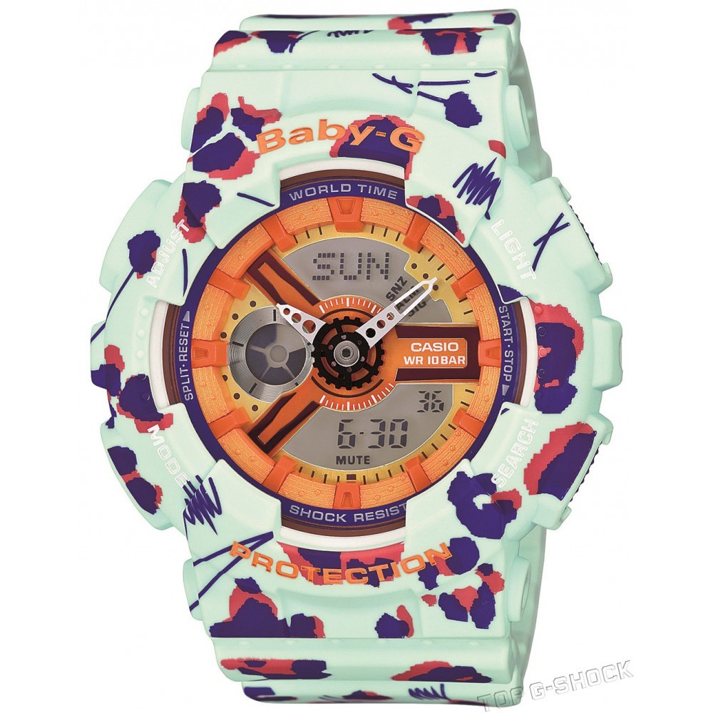 Casio Baby-G BA-110FL-3A / BA-110FL-3AER - женские наручные часы Casio Baby-G BA-110FL-3A / BA-110FL-3AER - женские наручные часыCasio<br><br><br>Бренд: Casio<br>Модель: Casio BA-110FL-3A<br>Артикул: BA-110FL-3A<br>Вариант артикула: BA-110FL-3AER<br>Коллекция: Baby-G<br>Подколлекция: None<br>Страна: Япония<br>Пол: женские<br>Тип механизма: кварцевые<br>Механизм: 5338<br>Количество камней: None<br>Автоподзавод: None<br>Источник энергии: от батарейки<br>Срок службы элемента питания: None<br>Дисплей: стрелки + цифры<br>Цифры: отсутствуют<br>Водозащита: WR 100<br>Противоударные: есть<br>Материал корпуса: пластик<br>Материал браслета: пластик<br>Материал безеля: None<br>Стекло: минеральное<br>Антибликовое покрытие: None<br>Цвет корпуса: None<br>Цвет браслета: None<br>Цвет циферблата: None<br>Цвет безеля: None<br>Размеры: None<br>Диаметр: None<br>Диаметр корпуса: None<br>Толщина: None<br>Ширина ремешка: None<br>Вес: 45 г<br>Спорт-функции: секундомер, таймер обратного отсчета<br>Подсветка: дисплея, стрелок<br>Вставка: None<br>Отображение даты: вечный календарь, число, месяц, день недели<br>Хронограф: None<br>Таймер: None<br>Термометр: None<br>Хронометр: None<br>GPS: None<br>Радиосинхронизация: None<br>Барометр: None<br>Скелетон: None<br>Дополнительная информация: повтор сигнала будильника, ежечасный сигнал, функция включения/отключения звука кнопок, элемент питания SR726W ? 2, срок службы батарейки 2 года<br>Дополнительные функции: второй часовой пояс, будильник (количество установок: 5)