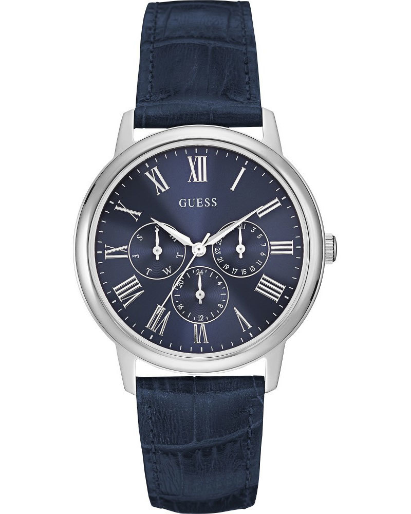 GUESS W0496G3 - мужские наручные часы GUESS W0496G3 - мужские наручные часыGUESS<br><br><br>Бренд: GUESS<br>Модель: GUESS W0496G3<br>Артикул: W0496G3<br>Вариант артикула: None<br>Коллекция: None<br>Подколлекция: None<br>Страна: США<br>Пол: мужские<br>Тип механизма: кварцевые<br>Механизм: None<br>Количество камней: None<br>Автоподзавод: None<br>Источник энергии: от батарейки<br>Срок службы элемента питания: None<br>Дисплей: стрелки<br>Цифры: римские<br>Водозащита: WR 30<br>Противоударные: None<br>Материал корпуса: нерж. сталь<br>Материал браслета: кожа (не указан)<br>Материал безеля: None<br>Стекло: минеральное<br>Антибликовое покрытие: None<br>Цвет корпуса: None<br>Цвет браслета: None<br>Цвет циферблата: None<br>Цвет безеля: None<br>Размеры: 39x9 мм<br>Диаметр: None<br>Диаметр корпуса: None<br>Толщина: None<br>Ширина ремешка: None<br>Вес: None<br>Спорт-функции: None<br>Подсветка: None<br>Вставка: None<br>Отображение даты: число, день недели<br>Хронограф: None<br>Таймер: None<br>Термометр: None<br>Хронометр: None<br>GPS: None<br>Радиосинхронизация: None<br>Барометр: None<br>Скелетон: None<br>Дополнительная информация: None<br>Дополнительные функции: None