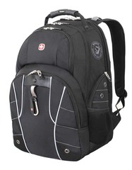 Рюкзак Wenger 15”, цвет чёрный/серебристый, полиэстер 900D/600D/искуственная кожа, 34x18x47 см, 29 л