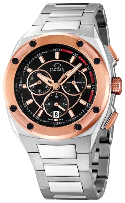 Jaguar J808_4 - мужские наручные часы Jaguar J808_4 - мужские наручные часыJaguar<br><br><br>Бренд: Jaguar<br>Модель: Jaguar J808_4<br>Артикул: J808_4<br>Вариант артикула: None<br>Коллекция: None<br>Подколлекция: None<br>Страна: Швейцария<br>Пол: мужские<br>Тип механизма: кварцевые<br>Механизм: Ronda 5030.D<br>Количество камней: None<br>Автоподзавод: None<br>Источник энергии: от батарейки<br>Срок службы элемента питания: None<br>Дисплей: стрелки<br>Цифры: отсутствуют<br>Водозащита: WR 100<br>Противоударные: None<br>Материал корпуса: нерж. сталь, PVD покрытие (частичное)<br>Материал браслета: нерж. сталь<br>Материал безеля: None<br>Стекло: сапфировое<br>Антибликовое покрытие: None<br>Цвет корпуса: None<br>Цвет браслета: None<br>Цвет циферблата: None<br>Цвет безеля: None<br>Размеры: 44.5x13 мм<br>Диаметр: None<br>Диаметр корпуса: None<br>Толщина: None<br>Ширина ремешка: None<br>Вес: None<br>Спорт-функции: секундомер<br>Подсветка: стрелок<br>Вставка: None<br>Отображение даты: число<br>Хронограф: есть<br>Таймер: None<br>Термометр: None<br>Хронометр: None<br>GPS: None<br>Радиосинхронизация: None<br>Барометр: None<br>Скелетон: None<br>Дополнительная информация: None<br>Дополнительные функции: None