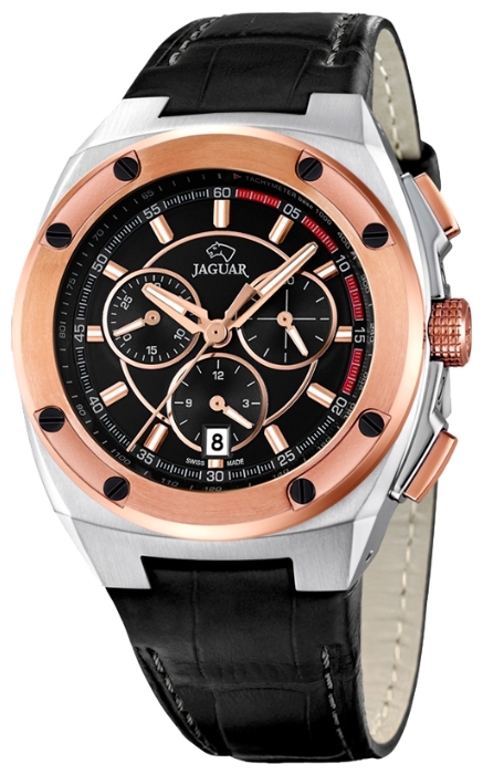 Jaguar J809_4 - мужские наручные часы Jaguar J809_4 - мужские наручные часыJaguar<br><br><br>Бренд: Jaguar<br>Модель: Jaguar J809_4<br>Артикул: J809_4<br>Вариант артикула: None<br>Коллекция: None<br>Подколлекция: None<br>Страна: Швейцария<br>Пол: мужские<br>Тип механизма: кварцевые<br>Механизм: Ronda 5030.D<br>Количество камней: None<br>Автоподзавод: None<br>Источник энергии: от батарейки<br>Срок службы элемента питания: None<br>Дисплей: стрелки<br>Цифры: отсутствуют<br>Водозащита: WR 100<br>Противоударные: None<br>Материал корпуса: нерж. сталь, PVD покрытие (частичное)<br>Материал браслета: кожа<br>Материал безеля: None<br>Стекло: сапфировое<br>Антибликовое покрытие: None<br>Цвет корпуса: None<br>Цвет браслета: None<br>Цвет циферблата: None<br>Цвет безеля: None<br>Размеры: 44.5x13 мм<br>Диаметр: None<br>Диаметр корпуса: None<br>Толщина: None<br>Ширина ремешка: None<br>Вес: None<br>Спорт-функции: секундомер<br>Подсветка: стрелок<br>Вставка: None<br>Отображение даты: число<br>Хронограф: есть<br>Таймер: None<br>Термометр: None<br>Хронометр: None<br>GPS: None<br>Радиосинхронизация: None<br>Барометр: None<br>Скелетон: None<br>Дополнительная информация: None<br>Дополнительные функции: None