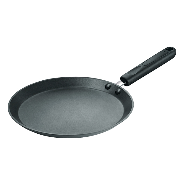 Сковорода блинная Rondell Pancake Frypan 26 см RDA-128 Сковорода блинная Rondell Pancake Frypan 26 см RDA-128Блинницы Rondell<br>Сковорода блинная Rondell Pancake Frypan 26 см RDA-128<br> <br>Диаметр: 26 см.<br>Штампованный алюминий. Толщина металла - 3.5 мм. Двустороннее анодирование - 39-44 микрон, исключает взаимодействие пищи с алюминием. Внешнее покрытие - анодированный алюминий. Внутреннее покрытие - трехслойное, износостойкое антипригарное покрытие на основе титана TriTitan®. Возможно использование металлических лопаток. Бакелитовые ненагревающиеся аксессуары. Надежное клепочное крепление. Упаковка - картонный вкладыш + термопленка. Подходит для всех видов плит, кроме индукции. Не подходит для посудомоечной машины.<br>