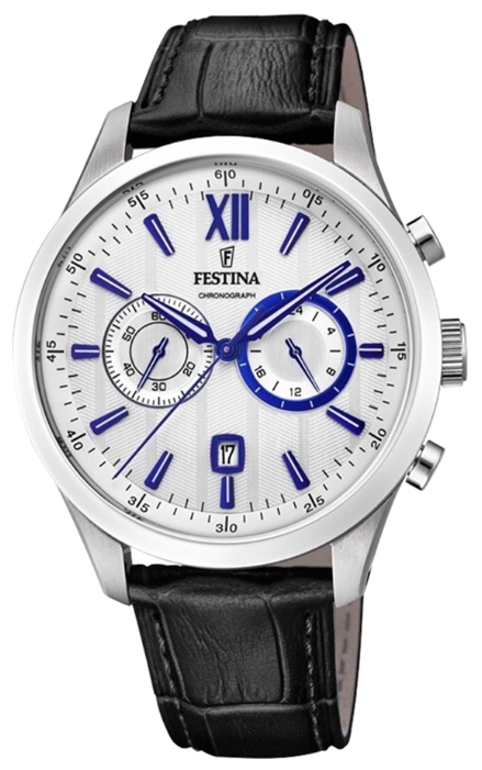 Festina F16996.2 - мужские наручные часы Festina F16996.2 - мужские наручные часыFestina<br><br><br>Бренд: Festina<br>Модель: Festina F16996/2<br>Артикул: F16996.2<br>Вариант артикула: None<br>Коллекция: None<br>Подколлекция: None<br>Страна: Испания<br>Пол: мужские<br>Тип механизма: кварцевые<br>Механизм: M0S21<br>Количество камней: None<br>Автоподзавод: None<br>Источник энергии: от батарейки<br>Срок службы элемента питания: None<br>Дисплей: стрелки<br>Цифры: римские<br>Водозащита: WR 50<br>Противоударные: None<br>Материал корпуса: нерж. сталь<br>Материал браслета: кожа<br>Материал безеля: None<br>Стекло: минеральное<br>Антибликовое покрытие: None<br>Цвет корпуса: None<br>Цвет браслета: None<br>Цвет циферблата: None<br>Цвет безеля: None<br>Размеры: None<br>Диаметр: None<br>Диаметр корпуса: 44<br>Толщина: None<br>Ширина ремешка: None<br>Вес: None<br>Спорт-функции: секундомер<br>Подсветка: стрелок<br>Вставка: None<br>Отображение даты: число<br>Хронограф: есть<br>Таймер: None<br>Термометр: None<br>Хронометр: None<br>GPS: None<br>Радиосинхронизация: None<br>Барометр: None<br>Скелетон: None<br>Дополнительная информация: None<br>Дополнительные функции: None
