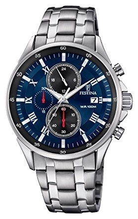 Festina F6853.2 - мужские наручные часы Festina F6853.2 - мужские наручные часыFestina<br><br><br>Бренд: Festina<br>Модель: Festina F6853/2<br>Артикул: F6853.2<br>Вариант артикула: None<br>Коллекция: None<br>Подколлекция: None<br>Страна: Испания<br>Пол: мужские<br>Тип механизма: кварцевые<br>Механизм: MJS15<br>Количество камней: None<br>Автоподзавод: None<br>Источник энергии: от батарейки<br>Срок службы элемента питания: None<br>Дисплей: стрелки<br>Цифры: римские<br>Водозащита: WR 100<br>Противоударные: None<br>Материал корпуса: нерж. сталь<br>Материал браслета: нерж. сталь<br>Материал безеля: None<br>Стекло: минеральное<br>Антибликовое покрытие: None<br>Цвет корпуса: None<br>Цвет браслета: None<br>Цвет циферблата: None<br>Цвет безеля: None<br>Размеры: None<br>Диаметр: None<br>Диаметр корпуса: 44<br>Толщина: None<br>Ширина ремешка: None<br>Вес: None<br>Спорт-функции: секундомер<br>Подсветка: стрелок<br>Вставка: None<br>Отображение даты: число<br>Хронограф: есть<br>Таймер: None<br>Термометр: None<br>Хронометр: None<br>GPS: None<br>Радиосинхронизация: None<br>Барометр: None<br>Скелетон: None<br>Дополнительная информация: None<br>Дополнительные функции: None