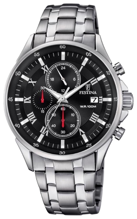 Festina F6853.4 - мужские наручные часы Festina F6853.4 - мужские наручные часыFestina<br><br><br>Бренд: Festina<br>Модель: Festina F6853/4<br>Артикул: F6853.4<br>Вариант артикула: None<br>Коллекция: None<br>Подколлекция: None<br>Страна: Испания<br>Пол: мужские<br>Тип механизма: кварцевые<br>Механизм: MJS15<br>Количество камней: None<br>Автоподзавод: None<br>Источник энергии: от батарейки<br>Срок службы элемента питания: None<br>Дисплей: стрелки<br>Цифры: римские<br>Водозащита: WR 100<br>Противоударные: None<br>Материал корпуса: нерж. сталь<br>Материал браслета: нерж. сталь<br>Материал безеля: None<br>Стекло: минеральное<br>Антибликовое покрытие: None<br>Цвет корпуса: None<br>Цвет браслета: None<br>Цвет циферблата: None<br>Цвет безеля: None<br>Размеры: None<br>Диаметр: None<br>Диаметр корпуса: 44<br>Толщина: None<br>Ширина ремешка: None<br>Вес: None<br>Спорт-функции: секундомер<br>Подсветка: стрелок<br>Вставка: None<br>Отображение даты: число<br>Хронограф: есть<br>Таймер: None<br>Термометр: None<br>Хронометр: None<br>GPS: None<br>Радиосинхронизация: None<br>Барометр: None<br>Скелетон: None<br>Дополнительная информация: None<br>Дополнительные функции: None
