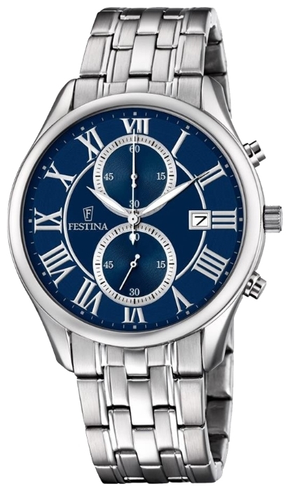 Festina F6854.3 - мужские наручные часы Festina F6854.3 - мужские наручные часыFestina<br><br><br>Бренд: Festina<br>Модель: Festina F6854/3<br>Артикул: F6854.3<br>Вариант артикула: None<br>Коллекция: None<br>Подколлекция: None<br>Страна: Испания<br>Пол: мужские<br>Тип механизма: кварцевые<br>Механизм: M0S11<br>Количество камней: None<br>Автоподзавод: None<br>Источник энергии: от батарейки<br>Срок службы элемента питания: None<br>Дисплей: стрелки<br>Цифры: римские<br>Водозащита: WR 30<br>Противоударные: None<br>Материал корпуса: нерж. сталь<br>Материал браслета: нерж. сталь<br>Материал безеля: None<br>Стекло: минеральное<br>Антибликовое покрытие: None<br>Цвет корпуса: None<br>Цвет браслета: None<br>Цвет циферблата: None<br>Цвет безеля: None<br>Размеры: None<br>Диаметр: None<br>Диаметр корпуса: 42<br>Толщина: None<br>Ширина ремешка: None<br>Вес: None<br>Спорт-функции: секундомер<br>Подсветка: стрелок<br>Вставка: None<br>Отображение даты: число<br>Хронограф: есть<br>Таймер: None<br>Термометр: None<br>Хронометр: None<br>GPS: None<br>Радиосинхронизация: None<br>Барометр: None<br>Скелетон: None<br>Дополнительная информация: None<br>Дополнительные функции: None