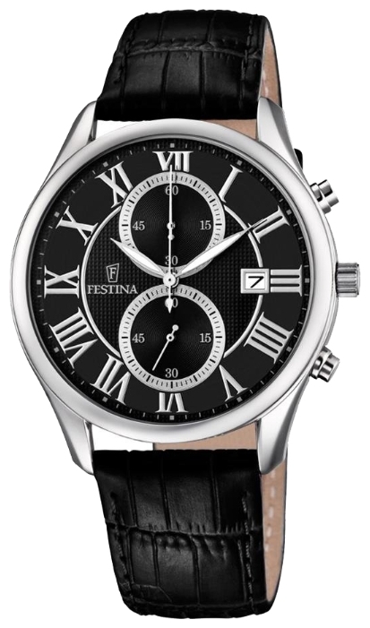 Festina F6855.4 - мужские наручные часы Festina F6855.4 - мужские наручные часыFestina<br><br><br>Бренд: Festina<br>Модель: Festina F6855/4<br>Артикул: F6855.4<br>Вариант артикула: None<br>Коллекция: None<br>Подколлекция: None<br>Страна: Испания<br>Пол: мужские<br>Тип механизма: кварцевые<br>Механизм: M0S11<br>Количество камней: None<br>Автоподзавод: None<br>Источник энергии: от батарейки<br>Срок службы элемента питания: None<br>Дисплей: стрелки<br>Цифры: римские<br>Водозащита: WR 30<br>Противоударные: None<br>Материал корпуса: нерж. сталь<br>Материал браслета: кожа<br>Материал безеля: None<br>Стекло: минеральное<br>Антибликовое покрытие: None<br>Цвет корпуса: None<br>Цвет браслета: None<br>Цвет циферблата: None<br>Цвет безеля: None<br>Размеры: None<br>Диаметр: None<br>Диаметр корпуса: 42<br>Толщина: None<br>Ширина ремешка: None<br>Вес: None<br>Спорт-функции: секундомер<br>Подсветка: стрелок<br>Вставка: None<br>Отображение даты: число<br>Хронограф: есть<br>Таймер: None<br>Термометр: None<br>Хронометр: None<br>GPS: None<br>Радиосинхронизация: None<br>Барометр: None<br>Скелетон: None<br>Дополнительная информация: None<br>Дополнительные функции: None