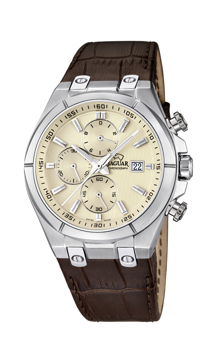 Jaguar J667_1 - мужские наручные часы Jaguar J667_1 - мужские наручные часыJaguar<br><br><br>Бренд: Jaguar<br>Модель: Jaguar J667_1<br>Артикул: J667_1<br>Вариант артикула: None<br>Коллекция: None<br>Подколлекция: None<br>Страна: Швейцария<br>Пол: мужские<br>Тип механизма: кварцевые<br>Механизм: None<br>Количество камней: None<br>Автоподзавод: None<br>Источник энергии: от батарейки<br>Срок службы элемента питания: None<br>Дисплей: стрелки<br>Цифры: отсутствуют<br>Водозащита: WR 100<br>Противоударные: None<br>Материал корпуса: нерж. сталь<br>Материал браслета: кожа<br>Материал безеля: None<br>Стекло: сапфировое<br>Антибликовое покрытие: None<br>Цвет корпуса: None<br>Цвет браслета: None<br>Цвет циферблата: None<br>Цвет безеля: None<br>Размеры: 44x12 мм<br>Диаметр: None<br>Диаметр корпуса: None<br>Толщина: None<br>Ширина ремешка: None<br>Вес: None<br>Спорт-функции: секундомер<br>Подсветка: стрелок<br>Вставка: None<br>Отображение даты: число<br>Хронограф: есть<br>Таймер: None<br>Термометр: None<br>Хронометр: None<br>GPS: None<br>Радиосинхронизация: None<br>Барометр: None<br>Скелетон: None<br>Дополнительная информация: None<br>Дополнительные функции: None