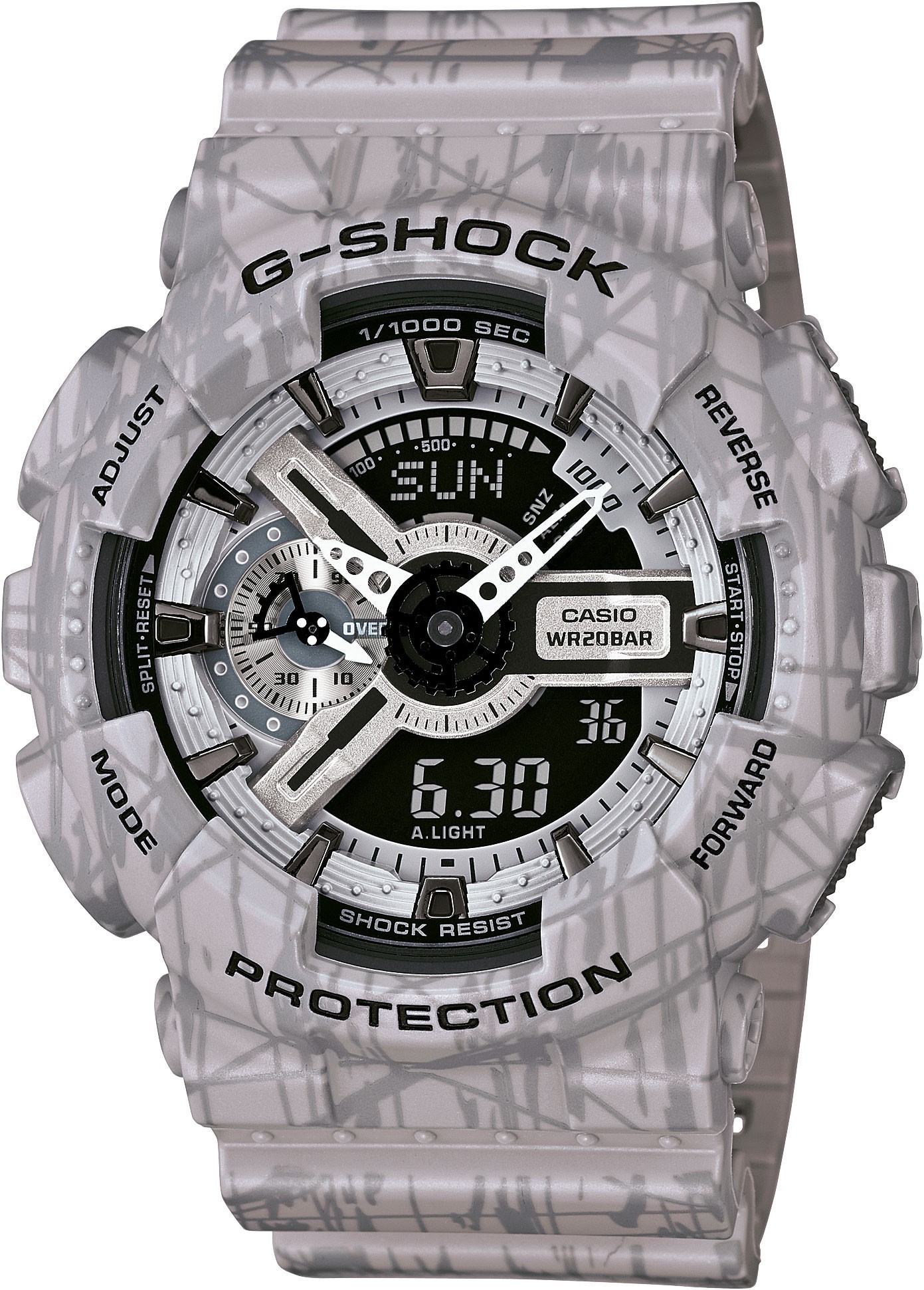 Casio G-SHOCK GA-110SL-8A / GA-110SL-8AER - мужские наручные часы Casio G-SHOCK GA-110SL-8A / GA-110SL-8AER - мужские наручные часыCasio<br><br><br>Бренд: Casio<br>Модель: Casio GA-110SL-8A<br>Артикул: GA-110SL-8A<br>Вариант артикула: GA-110SL-8AER<br>Коллекция: G-SHOCK<br>Подколлекция: None<br>Страна: Япония<br>Пол: мужские<br>Тип механизма: кварцевые<br>Механизм: None<br>Количество камней: None<br>Автоподзавод: None<br>Источник энергии: от батарейки<br>Срок службы элемента питания: None<br>Дисплей: стрелки + цифры<br>Цифры: отсутствуют<br>Водозащита: WR 200<br>Противоударные: есть<br>Материал корпуса: пластик<br>Материал браслета: пластик<br>Материал безеля: None<br>Стекло: минеральное<br>Антибликовое покрытие: None<br>Цвет корпуса: None<br>Цвет браслета: None<br>Цвет циферблата: None<br>Цвет безеля: None<br>Размеры: None<br>Диаметр: None<br>Диаметр корпуса: None<br>Толщина: None<br>Ширина ремешка: None<br>Вес: 72 г<br>Спорт-функции: секундомер, таймер обратного отсчета<br>Подсветка: дисплея, стрелок<br>Вставка: None<br>Отображение даты: вечный календарь, число, месяц, день недели<br>Хронограф: None<br>Таймер: None<br>Термометр: None<br>Хронометр: None<br>GPS: None<br>Радиосинхронизация: None<br>Барометр: None<br>Скелетон: None<br>Дополнительная информация: ежечасный сигнал, повтор сигнала будильника, защита от магнитных полей, элемент питания CR1220, срок службы батарейки 2 года<br>Дополнительные функции: второй часовой пояс, будильник (количество установок: 5)