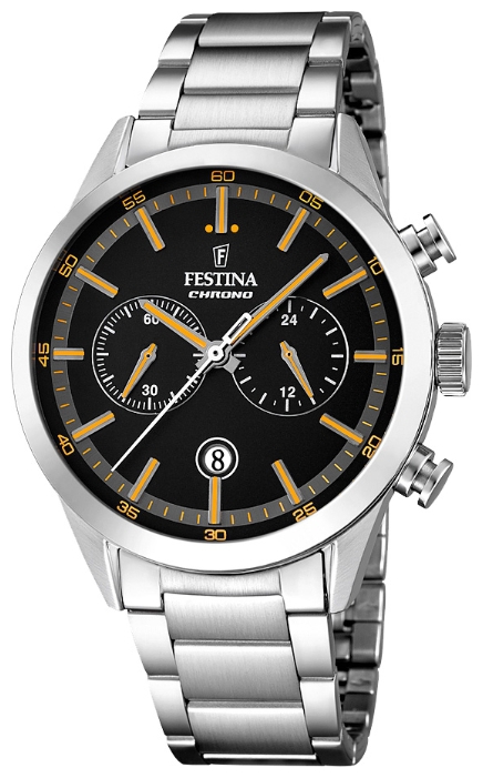 Festina F16826.4 - мужские наручные часы из коллекции Chronograph Festina F16826.4 - мужские наручные часы из коллекции ChronographFestina<br><br><br>Бренд: Festina<br>Модель: Festina F16826/4<br>Артикул: F16826.4<br>Вариант артикула: None<br>Коллекция: Chronograph<br>Подколлекция: None<br>Страна: Испания<br>Пол: мужские<br>Тип механизма: кварцевые<br>Механизм: MOS21<br>Количество камней: None<br>Автоподзавод: None<br>Источник энергии: от батарейки<br>Срок службы элемента питания: None<br>Дисплей: стрелки<br>Цифры: отсутствуют<br>Водозащита: WR 50<br>Противоударные: None<br>Материал корпуса: нерж. сталь<br>Материал браслета: нерж. сталь<br>Материал безеля: None<br>Стекло: минеральное<br>Антибликовое покрытие: None<br>Цвет корпуса: None<br>Цвет браслета: None<br>Цвет циферблата: None<br>Цвет безеля: None<br>Размеры: 44 мм<br>Диаметр: None<br>Диаметр корпуса: None<br>Толщина: None<br>Ширина ремешка: None<br>Вес: None<br>Спорт-функции: секундомер<br>Подсветка: None<br>Вставка: None<br>Отображение даты: число<br>Хронограф: есть<br>Таймер: None<br>Термометр: None<br>Хронометр: None<br>GPS: None<br>Радиосинхронизация: None<br>Барометр: None<br>Скелетон: None<br>Дополнительная информация: None<br>Дополнительные функции: None