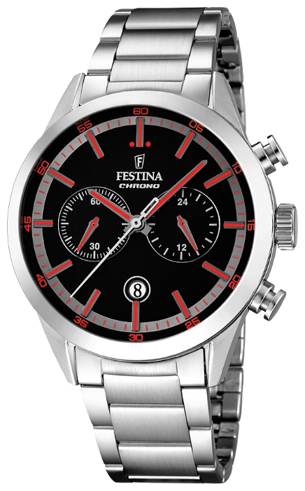 Festina F16826.6 - мужские наручные часы из коллекции Chronograph Festina F16826.6 - мужские наручные часы из коллекции ChronographFestina<br><br><br>Бренд: Festina<br>Модель: Festina F16826/6<br>Артикул: F16826.6<br>Вариант артикула: None<br>Коллекция: Chronograph<br>Подколлекция: None<br>Страна: Испания<br>Пол: мужские<br>Тип механизма: кварцевые<br>Механизм: MOS21<br>Количество камней: None<br>Автоподзавод: None<br>Источник энергии: от батарейки<br>Срок службы элемента питания: None<br>Дисплей: стрелки<br>Цифры: отсутствуют<br>Водозащита: WR 50<br>Противоударные: None<br>Материал корпуса: нерж. сталь<br>Материал браслета: нерж. сталь<br>Материал безеля: None<br>Стекло: минеральное<br>Антибликовое покрытие: None<br>Цвет корпуса: None<br>Цвет браслета: None<br>Цвет циферблата: None<br>Цвет безеля: None<br>Размеры: 44 мм<br>Диаметр: None<br>Диаметр корпуса: None<br>Толщина: None<br>Ширина ремешка: None<br>Вес: None<br>Спорт-функции: секундомер<br>Подсветка: None<br>Вставка: None<br>Отображение даты: число<br>Хронограф: есть<br>Таймер: None<br>Термометр: None<br>Хронометр: None<br>GPS: None<br>Радиосинхронизация: None<br>Барометр: None<br>Скелетон: None<br>Дополнительная информация: None<br>Дополнительные функции: None