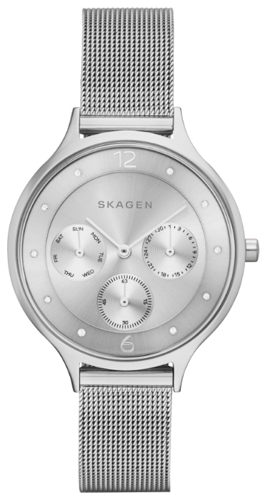 Skagen SKW2312 - женские наручные часы из коллекции Mesh Skagen SKW2312 - женские наручные часы из коллекции MeshSkagen<br><br><br>Бренд: Skagen<br>Модель: Skagen SKW2312<br>Артикул: SKW2312<br>Вариант артикула: None<br>Коллекция: Mesh<br>Подколлекция: None<br>Страна: Дания<br>Пол: женские<br>Тип механизма: кварцевые<br>Механизм: None<br>Количество камней: None<br>Автоподзавод: None<br>Источник энергии: от батарейки<br>Срок службы элемента питания: None<br>Дисплей: стрелки<br>Цифры: арабские<br>Водозащита: WR 30<br>Противоударные: None<br>Материал корпуса: нерж. сталь<br>Материал браслета: нерж. сталь<br>Материал безеля: None<br>Стекло: минеральное<br>Антибликовое покрытие: None<br>Цвет корпуса: None<br>Цвет браслета: None<br>Цвет циферблата: None<br>Цвет безеля: None<br>Размеры: None<br>Диаметр: None<br>Диаметр корпуса: None<br>Толщина: None<br>Ширина ремешка: None<br>Вес: None<br>Спорт-функции: None<br>Подсветка: None<br>Вставка: None<br>Отображение даты: число, день недели<br>Хронограф: None<br>Таймер: None<br>Термометр: None<br>Хронометр: None<br>GPS: None<br>Радиосинхронизация: None<br>Барометр: None<br>Скелетон: None<br>Дополнительная информация: None<br>Дополнительные функции: None