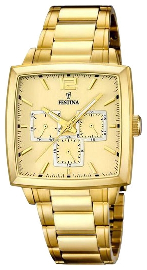 Festina F16785.2 - мужские наручные часы из коллекции Chronograph Festina F16785.2 - мужские наручные часы из коллекции ChronographFestina<br><br><br>Бренд: Festina<br>Модель: Festina F16785/2<br>Артикул: F16785.2<br>Вариант артикула: None<br>Коллекция: Chronograph<br>Подколлекция: None<br>Страна: Испания<br>Пол: мужские<br>Тип механизма: кварцевые<br>Механизм: None<br>Количество камней: None<br>Автоподзавод: None<br>Источник энергии: от батарейки<br>Срок службы элемента питания: None<br>Дисплей: стрелки<br>Цифры: арабские<br>Водозащита: WR 50<br>Противоударные: None<br>Материал корпуса: нерж. сталь, PVD покрытие: позолота (полное)<br>Материал браслета: нерж. сталь, PVD покрытие (полное): позолота<br>Материал безеля: None<br>Стекло: минеральное<br>Антибликовое покрытие: None<br>Цвет корпуса: None<br>Цвет браслета: None<br>Цвет циферблата: None<br>Цвет безеля: None<br>Размеры: 40x40 мм<br>Диаметр: None<br>Диаметр корпуса: None<br>Толщина: None<br>Ширина ремешка: None<br>Вес: None<br>Спорт-функции: None<br>Подсветка: стрелок<br>Вставка: None<br>Отображение даты: число, день недели<br>Хронограф: None<br>Таймер: None<br>Термометр: None<br>Хронометр: None<br>GPS: None<br>Радиосинхронизация: None<br>Барометр: None<br>Скелетон: None<br>Дополнительная информация: None<br>Дополнительные функции: None