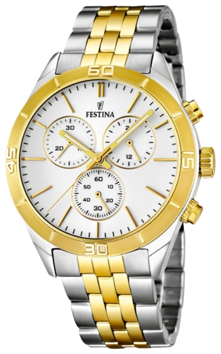 Festina F16763.1 - мужские наручные часы из коллекции Chronograph Festina F16763.1 - мужские наручные часы из коллекции ChronographFestina<br><br><br>Бренд: Festina<br>Модель: Festina F16763/1<br>Артикул: F16763.1<br>Вариант артикула: None<br>Коллекция: Chronograph<br>Подколлекция: None<br>Страна: Испания<br>Пол: мужские<br>Тип механизма: кварцевые<br>Механизм: None<br>Количество камней: None<br>Автоподзавод: None<br>Источник энергии: от батарейки<br>Срок службы элемента питания: None<br>Дисплей: стрелки<br>Цифры: отсутствуют<br>Водозащита: WR 50<br>Противоударные: None<br>Материал корпуса: нерж. сталь, PVD покрытие: позолота (частичное)<br>Материал браслета: нерж. сталь, PVD покрытие (частичное): позолота<br>Материал безеля: None<br>Стекло: минеральное<br>Антибликовое покрытие: None<br>Цвет корпуса: None<br>Цвет браслета: None<br>Цвет циферблата: None<br>Цвет безеля: None<br>Размеры: 43 мм<br>Диаметр: None<br>Диаметр корпуса: None<br>Толщина: None<br>Ширина ремешка: None<br>Вес: None<br>Спорт-функции: секундомер<br>Подсветка: стрелок<br>Вставка: None<br>Отображение даты: число<br>Хронограф: есть<br>Таймер: None<br>Термометр: None<br>Хронометр: None<br>GPS: None<br>Радиосинхронизация: None<br>Барометр: None<br>Скелетон: None<br>Дополнительная информация: None<br>Дополнительные функции: None