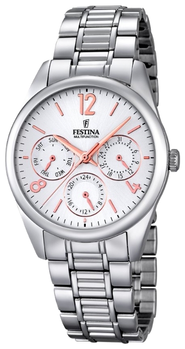 Festina F16869.1 - женские наручные часы Festina F16869.1 - женские наручные часыFestina<br><br><br>Бренд: Festina<br>Модель: Festina F16869/1<br>Артикул: F16869.1<br>Вариант артикула: None<br>Коллекция: None<br>Подколлекция: None<br>Страна: Испания<br>Пол: женские<br>Тип механизма: кварцевые<br>Механизм: M6P29<br>Количество камней: None<br>Автоподзавод: None<br>Источник энергии: от батарейки<br>Срок службы элемента питания: None<br>Дисплей: стрелки<br>Цифры: арабские<br>Водозащита: WR 50<br>Противоударные: None<br>Материал корпуса: нерж. сталь<br>Материал браслета: нерж. сталь<br>Материал безеля: None<br>Стекло: минеральное<br>Антибликовое покрытие: None<br>Цвет корпуса: None<br>Цвет браслета: None<br>Цвет циферблата: None<br>Цвет безеля: None<br>Размеры: 35 мм<br>Диаметр: None<br>Диаметр корпуса: None<br>Толщина: None<br>Ширина ремешка: None<br>Вес: None<br>Спорт-функции: None<br>Подсветка: None<br>Вставка: None<br>Отображение даты: число, день недели<br>Хронограф: None<br>Таймер: None<br>Термометр: None<br>Хронометр: None<br>GPS: None<br>Радиосинхронизация: None<br>Барометр: None<br>Скелетон: None<br>Дополнительная информация: None<br>Дополнительные функции: None